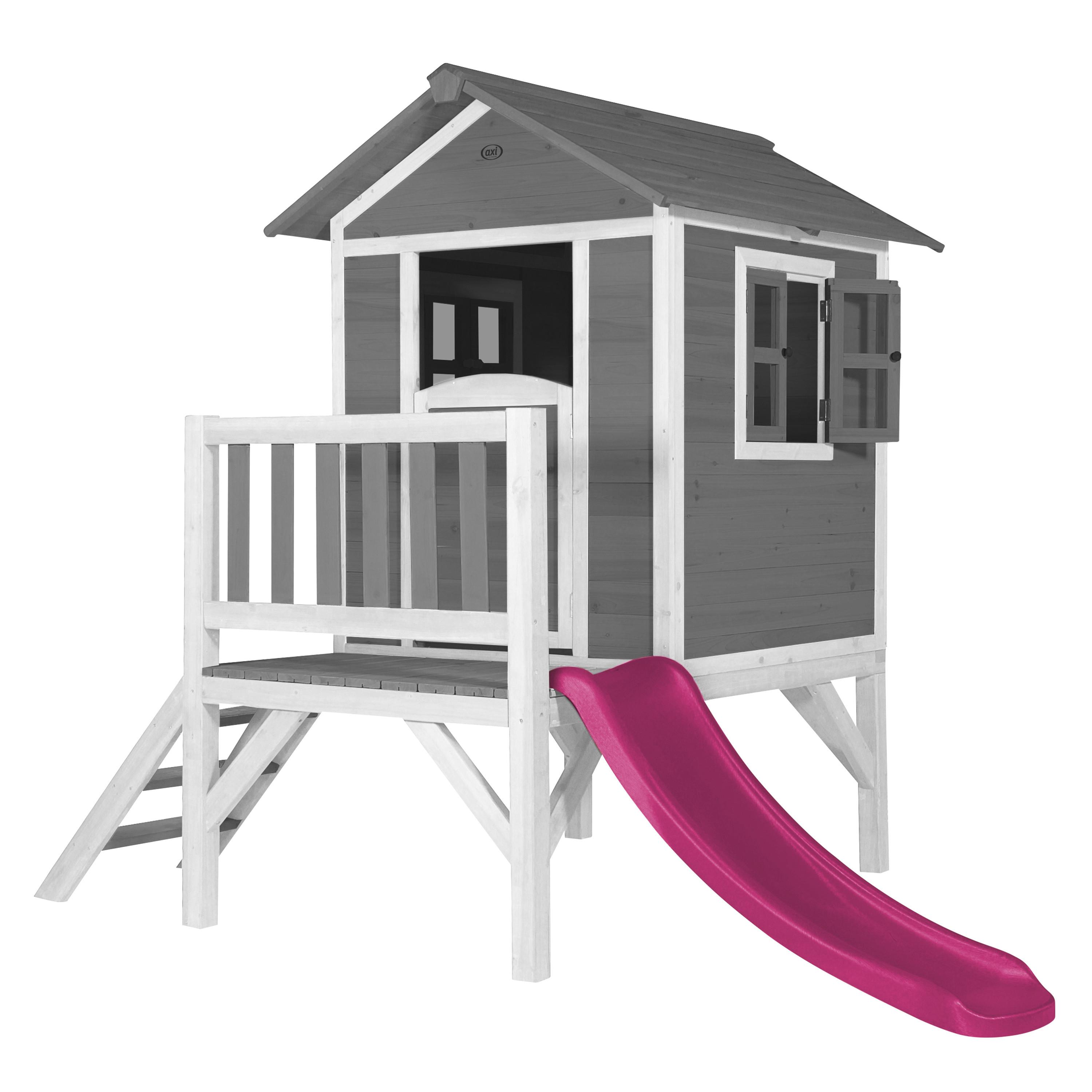 Spielhaus Grau/Weiß/Pink L: 167 B:240 H:189 - Anthrazit/Lila, LIFESTYLE, Holz/Kunststoff (167/240/189cm)