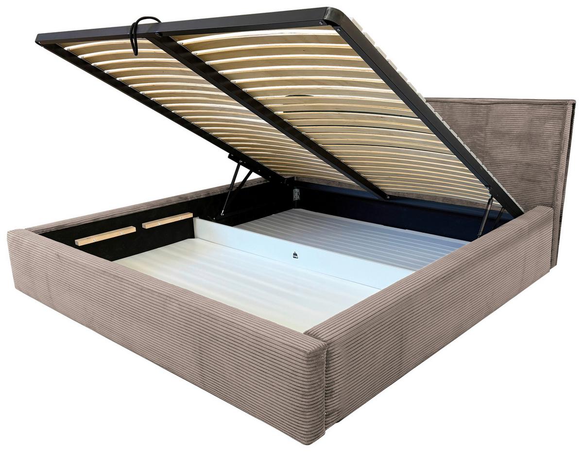 Polsterbett mit Bettkasten Inez Hellbraun 180x200 cm - Hellbraun/Schwarz, MODERN, Holz/Holzwerkstoff (180/200cm) - MID.YOU