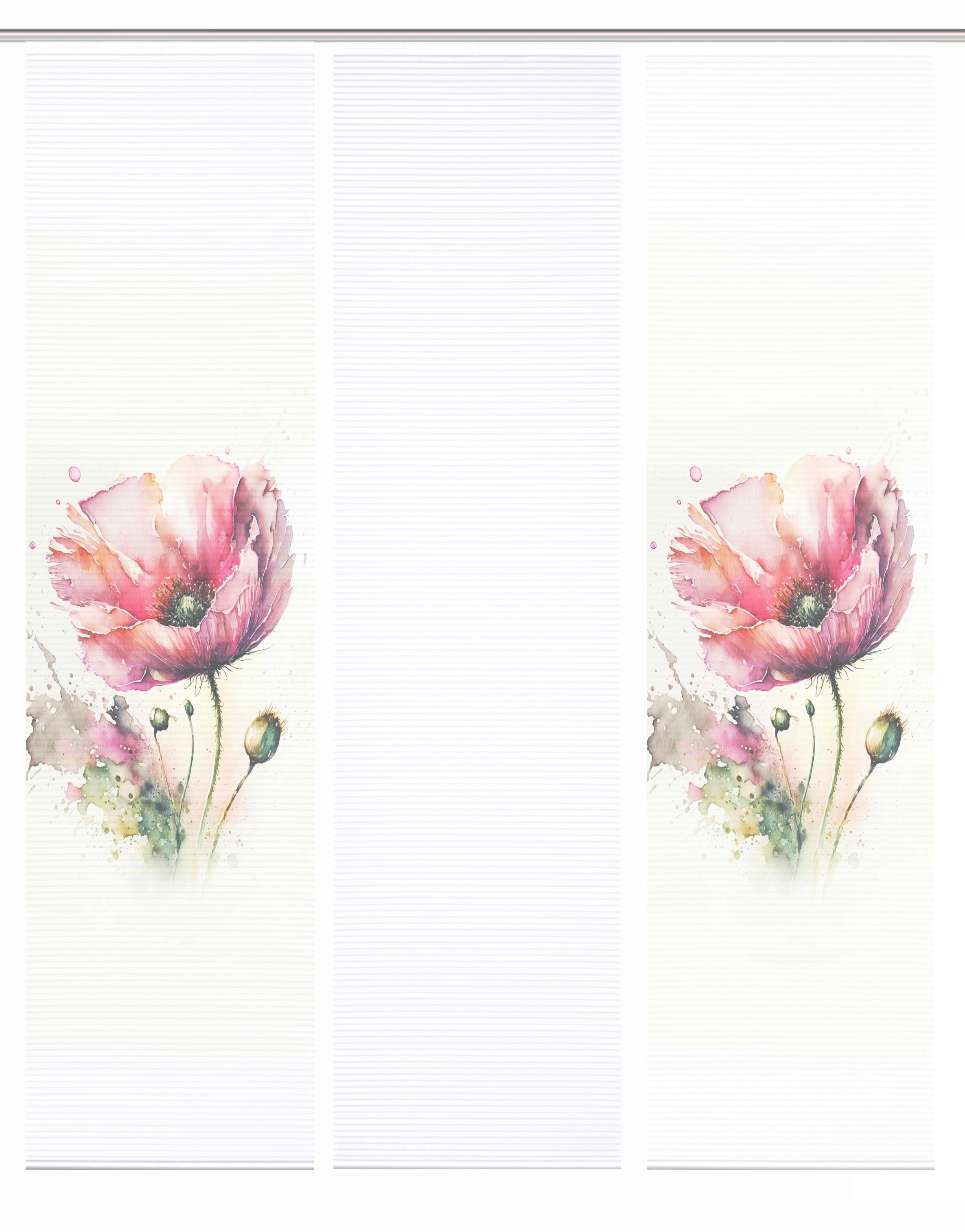 Flächenvorhang Meliora 3er Set - Rosa/Weiß, Natur, Textil (60/245cm)