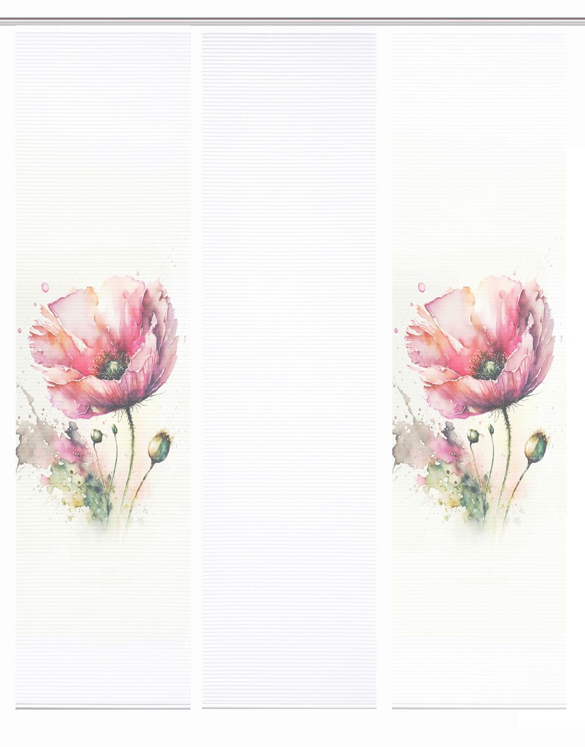 Flächenvorhang Meliora 3er Set - Rosa/Weiß, Natur, Textil (60/245cm)