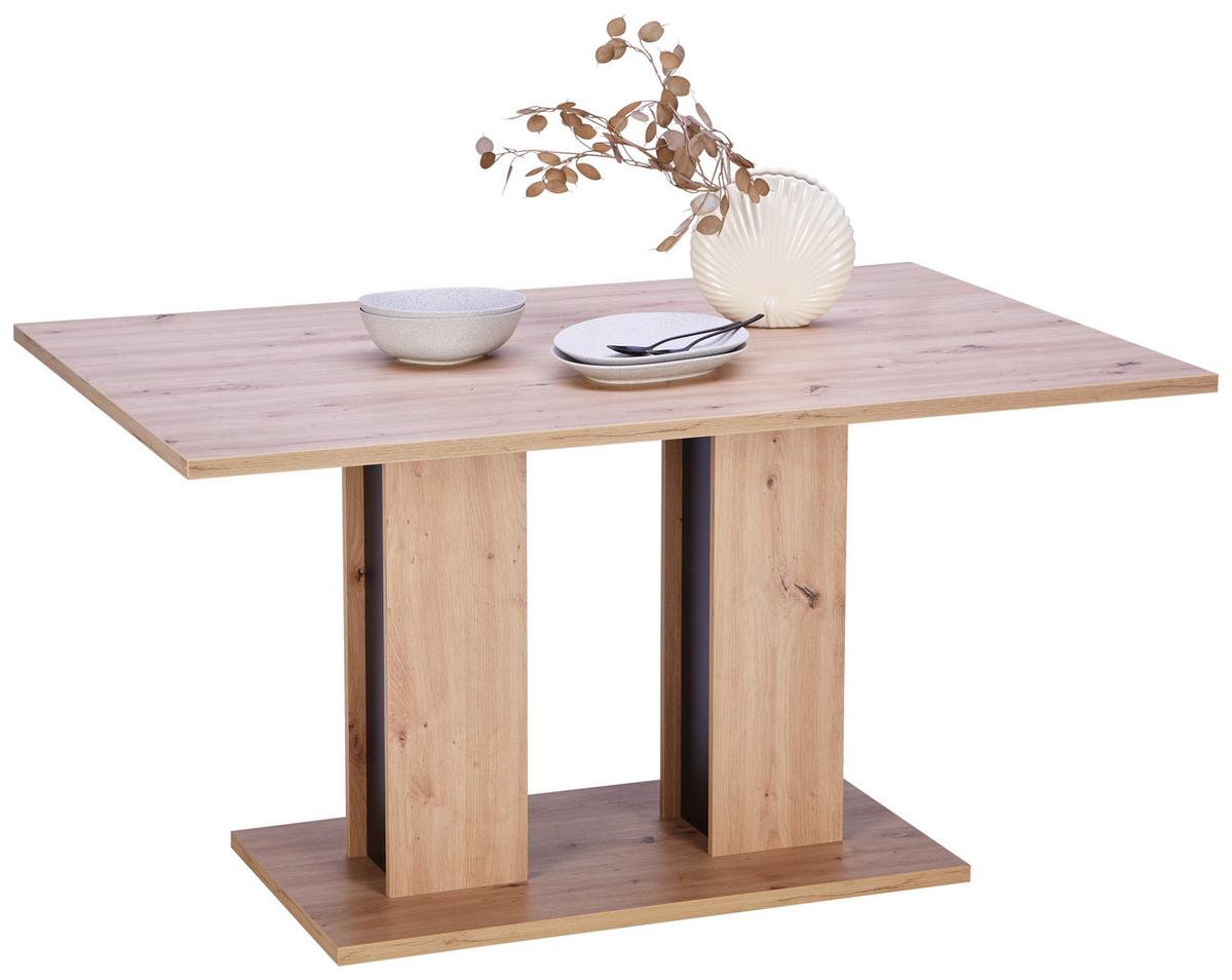 Étkezőasztal Aron 138 - fekete/Artisan tölgy, Konventionell, faalapú anyag (138/74/90cm)