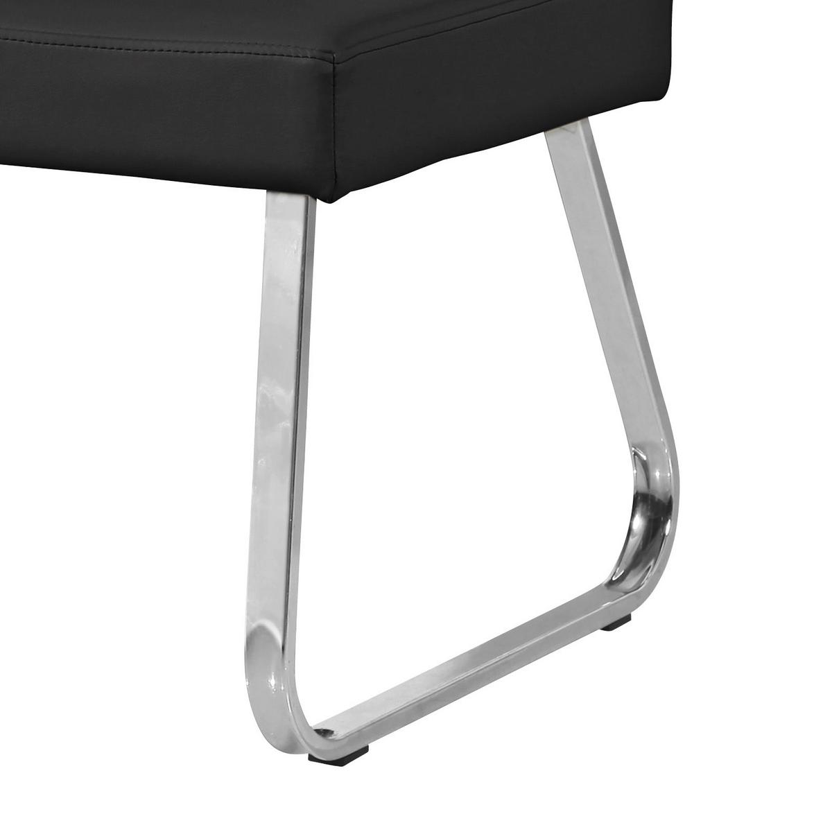 Sitzbank mit Lehne Gepolstert Schwarz Berlin II B: 130 cm - Chromfarben/Schwarz, KONVENTIONELL, Textil/Metall (130/82/55cm)