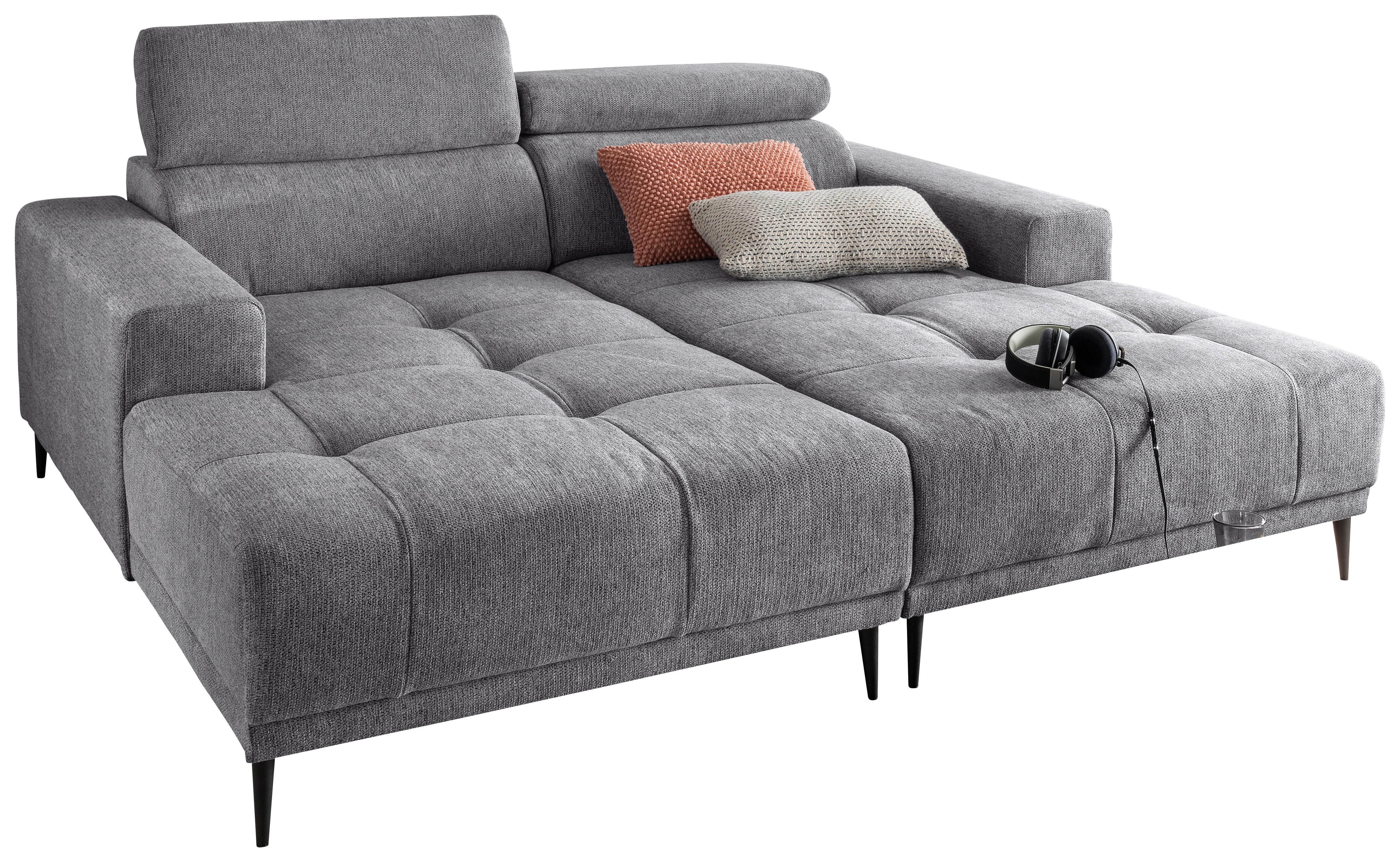 Ecksofa Intera Dunkelgrau S: 200x188 Cm - Dunkelgrau/Schwarz, KONVENTIONELL, Textil (200/188cm) - Livetastic