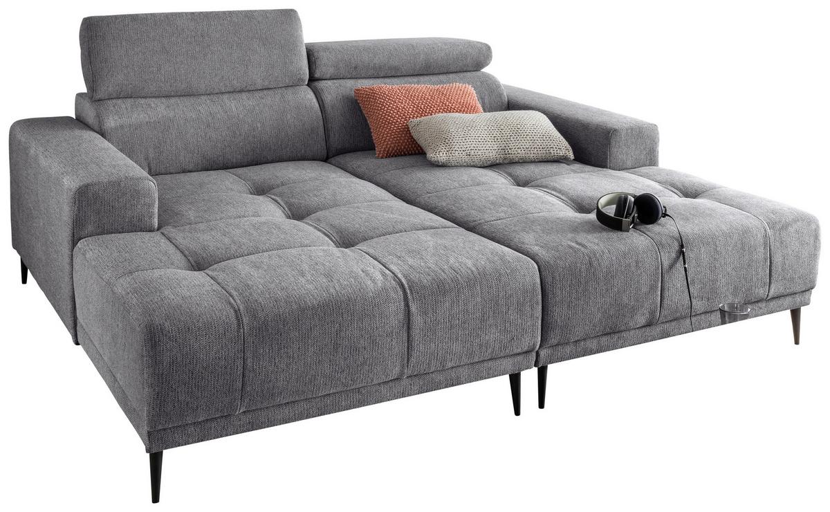 Ecksofa Intera Dunkelgrau S: 200x188 Cm - Dunkelgrau/Schwarz, KONVENTIONELL, Textil (200/188cm) - Livetastic