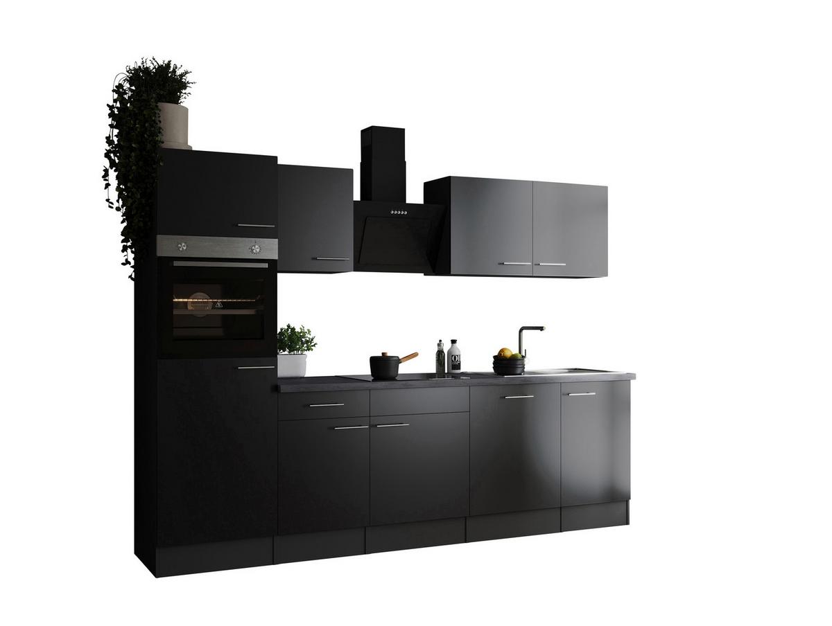 Küchenblock Oliver Grau, Schwarz B: 280 Cm - Schwarz/Grau, Design, Holzwerkstoff (280cm) - Respekta