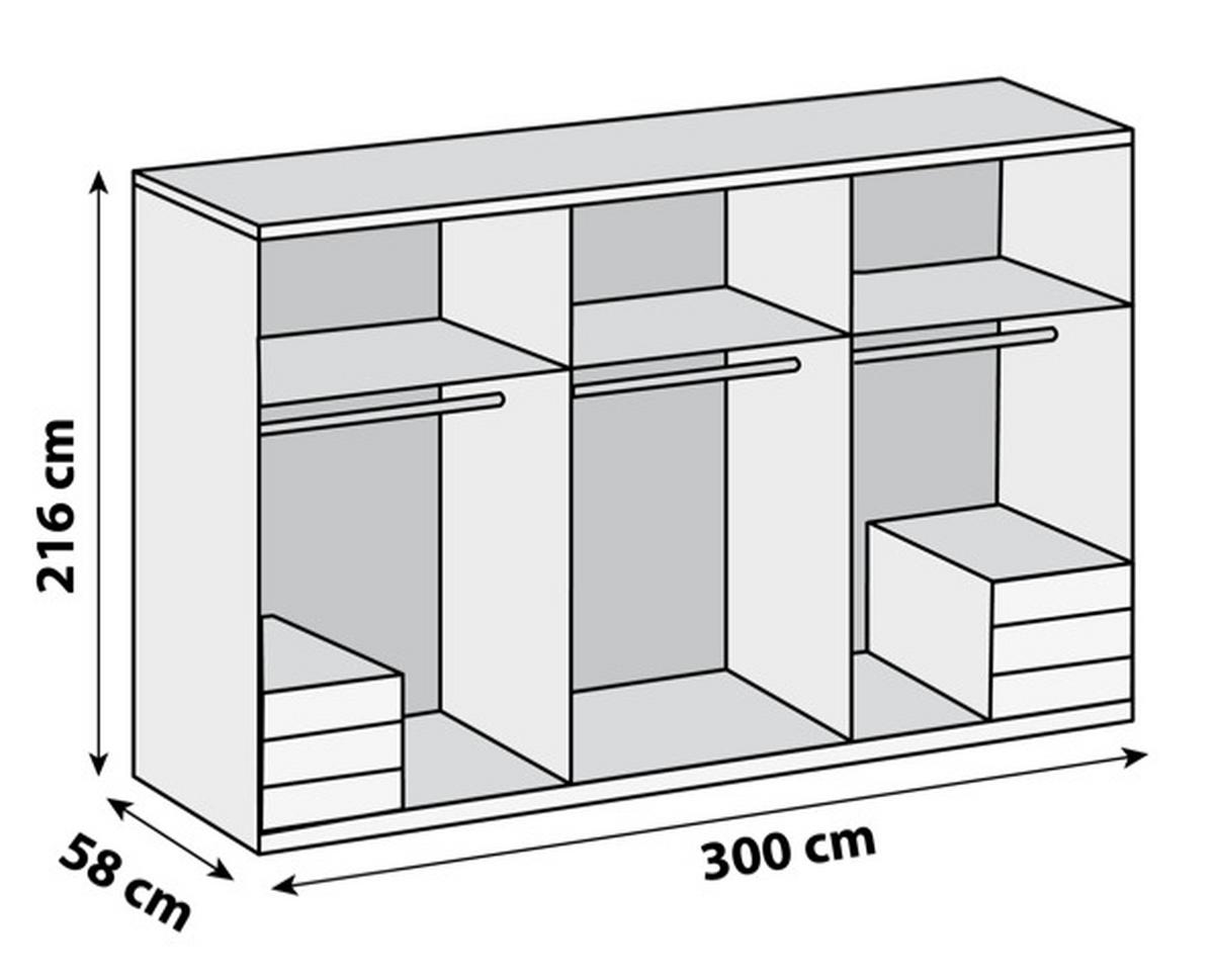 Drehtürenschrank Mit Laden 300cm Level 36a, Eiche Dekor - Eichefarben, MODERN, Holzwerkstoff (300/216/58cm) - MID.YOU
