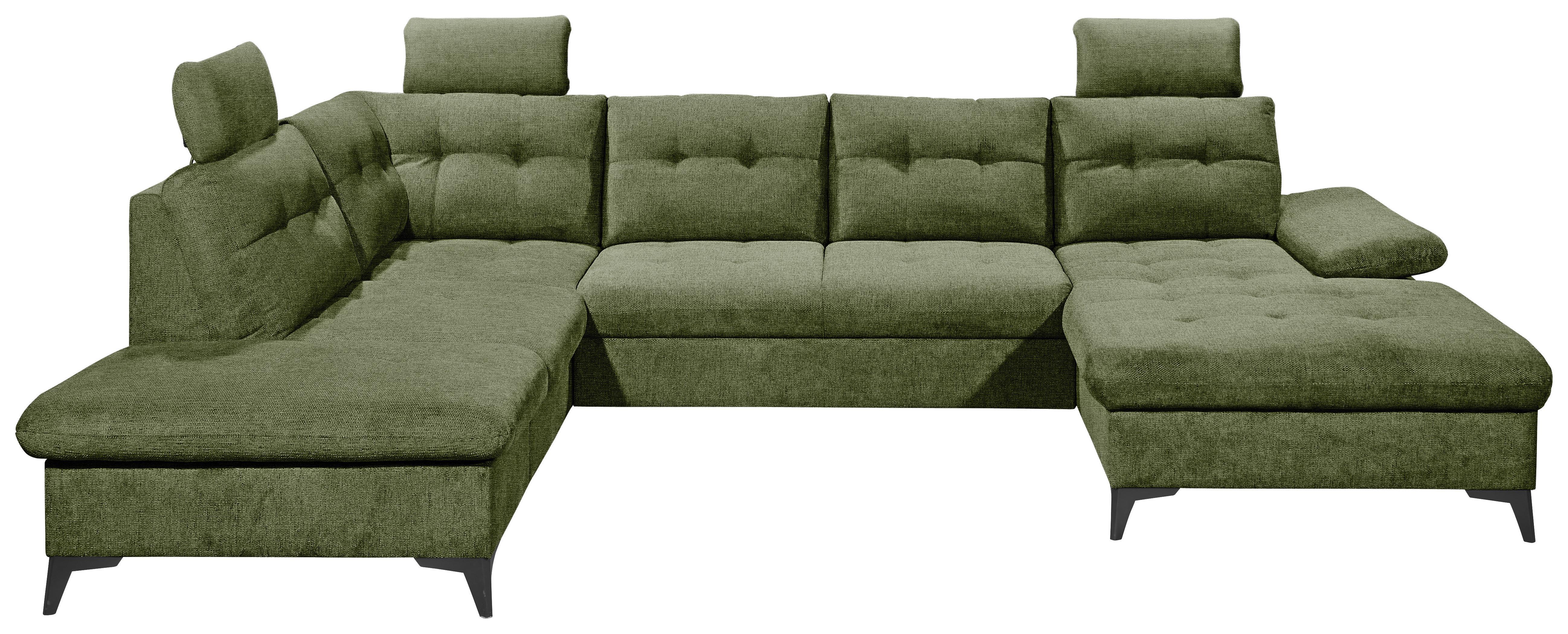 Wohnlandschaft Durban U Olivgrün U: 218/324/170 Cm - Schwarz/Olivgrün, KONVENTIONELL, Textil (218/324/170cm) - MID.YOU