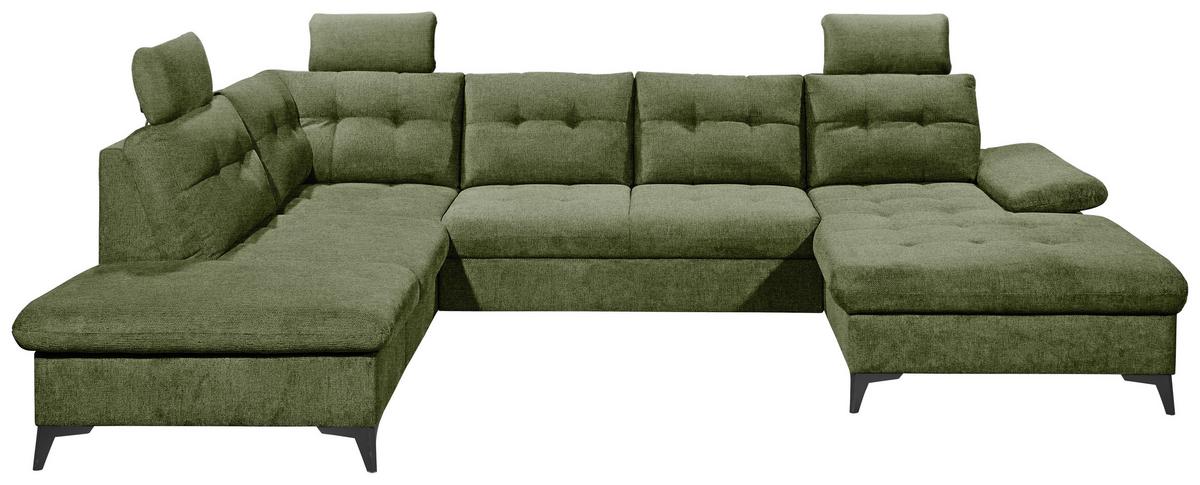 Wohnlandschaft Durban U Olivgrün U: 218/324/170 Cm - Schwarz/Olivgrün, KONVENTIONELL, Textil (218/324/170cm) - MID.YOU