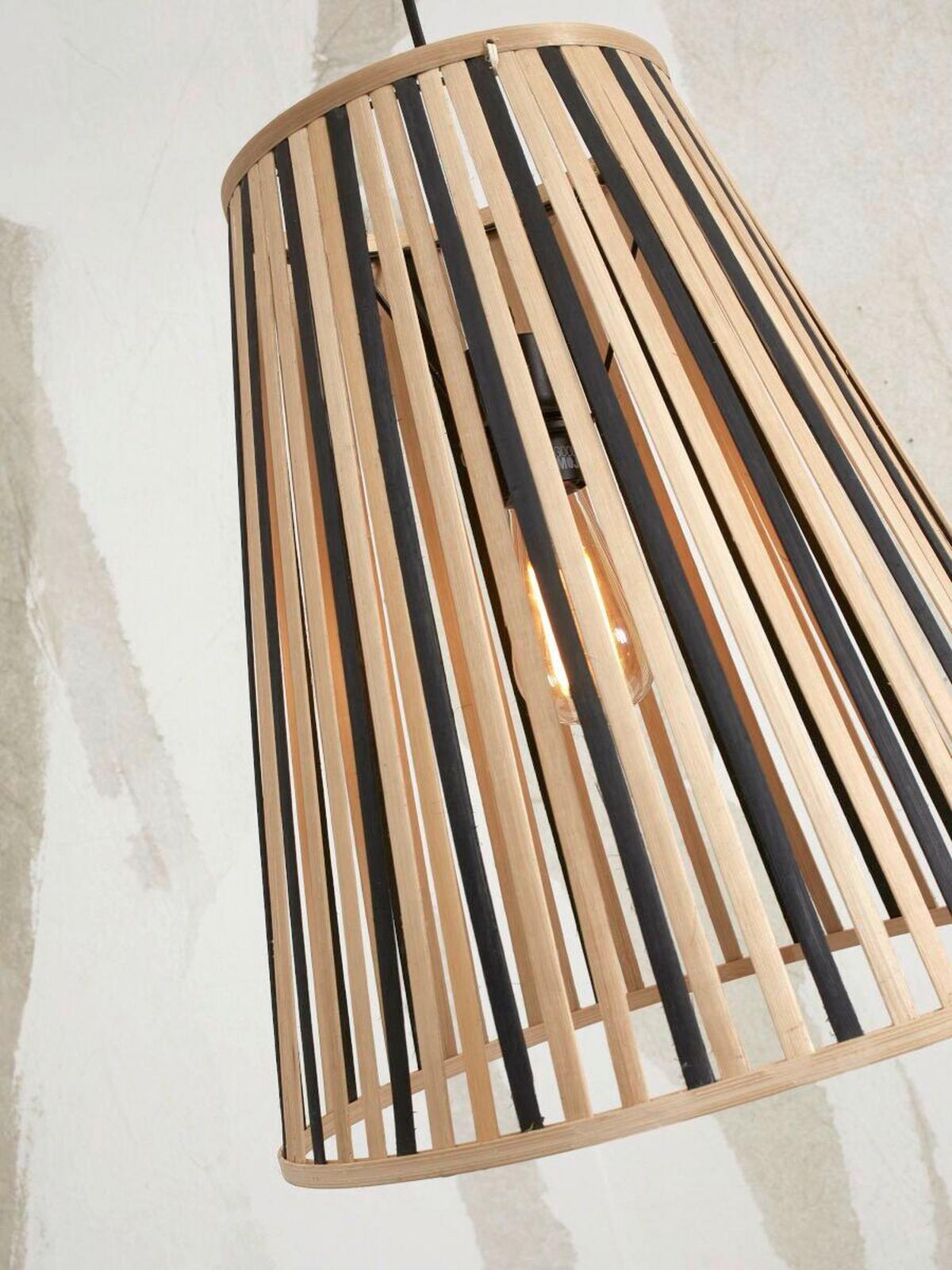 Hängeleuchte Merapi Naturfarben/Schwarz B: 30 cm - Schwarz/Naturfarben, Trend, Holz (30/30/30cm) - Good & Mojo