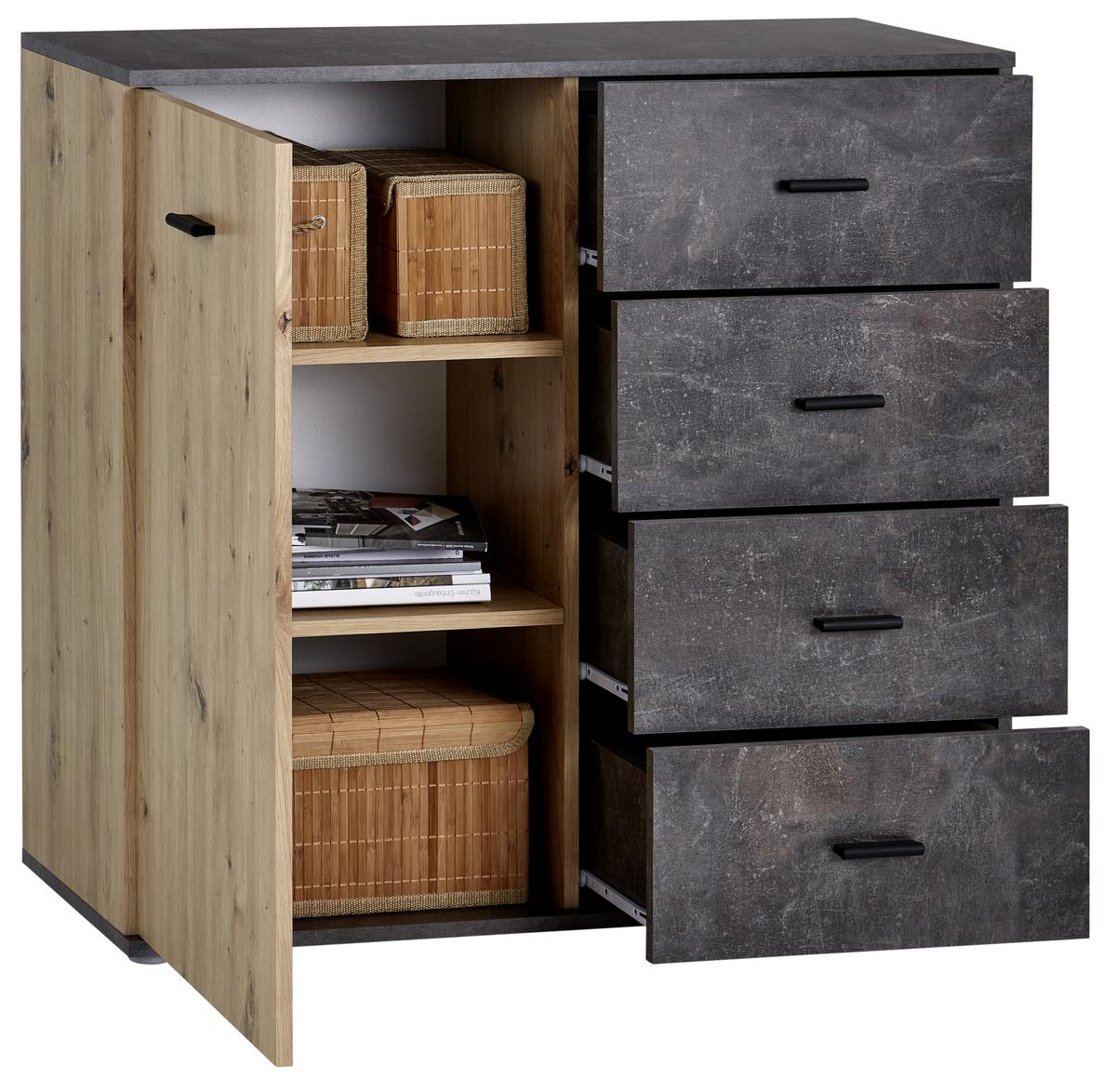 KOMODA TIM 2 - čierna/sivá, Modern, kompozitné drevo/plast (96/90,2/38cm)