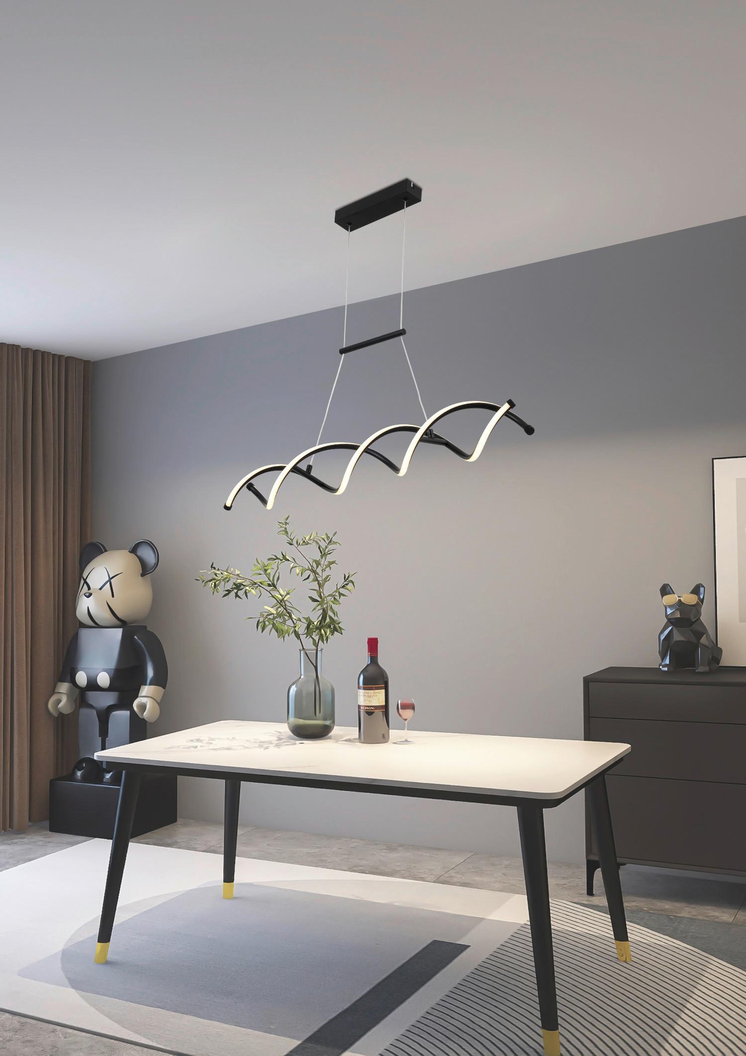 LED-Hängeleuchte Solea H: 120 cm 1-Flammig, Geschwungen - Schwarz, MODERN, Kunststoff/Metall (88/120cm) - Luca Bessoni