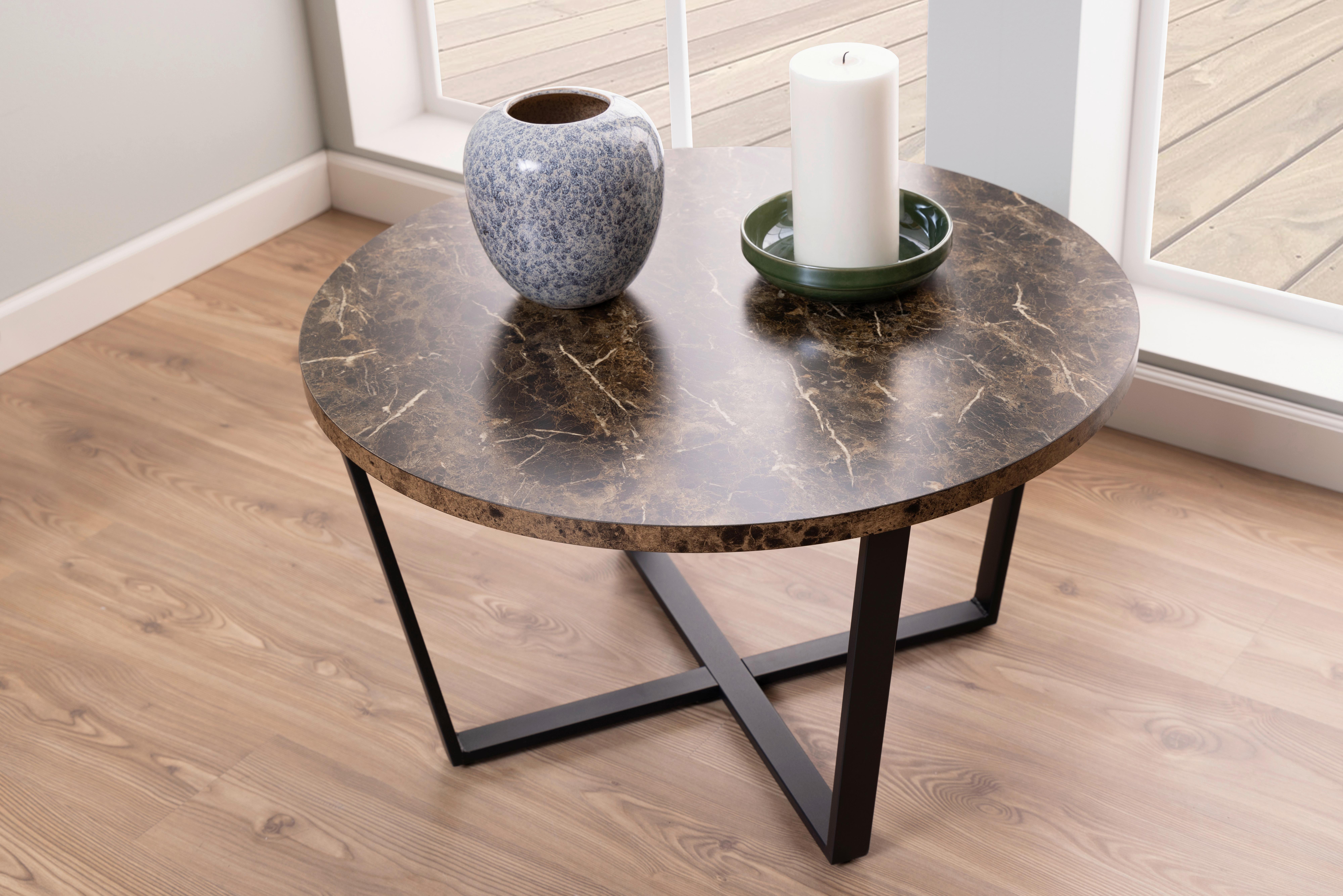Couchtisch Rund Amble Braun/Schwarz - Schwarz/Braun, Trend, Holzwerkstoff/Metall (77/77/44cm) - MID.YOU