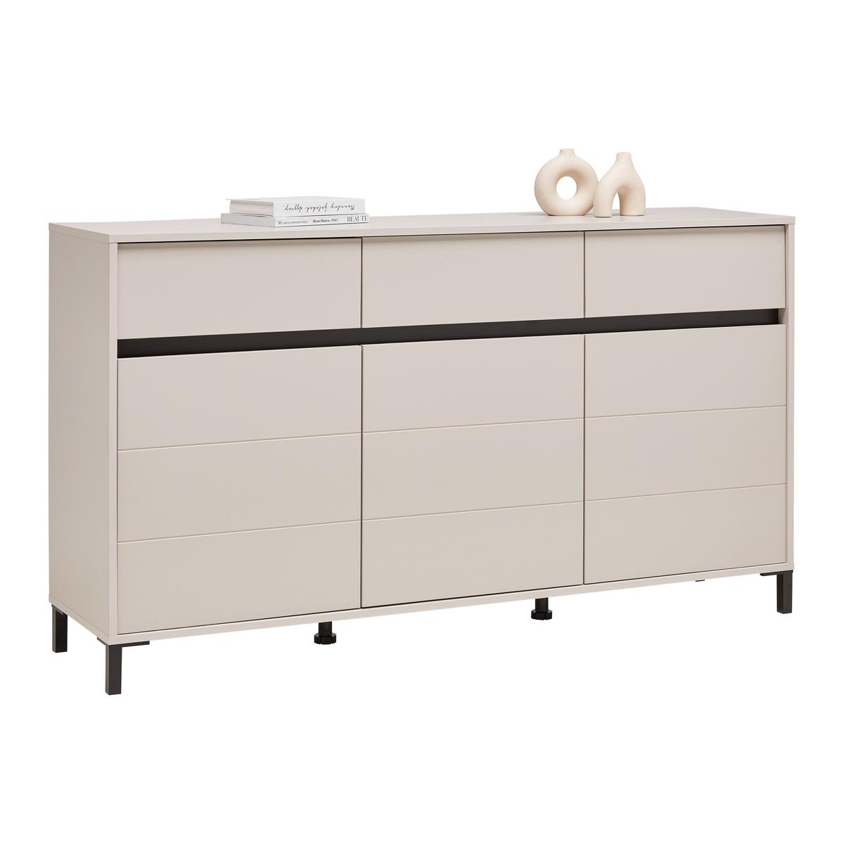 Komód Marron - kasmírszínű/fekete, Basics, faalapú anyag (157/90/40cm)