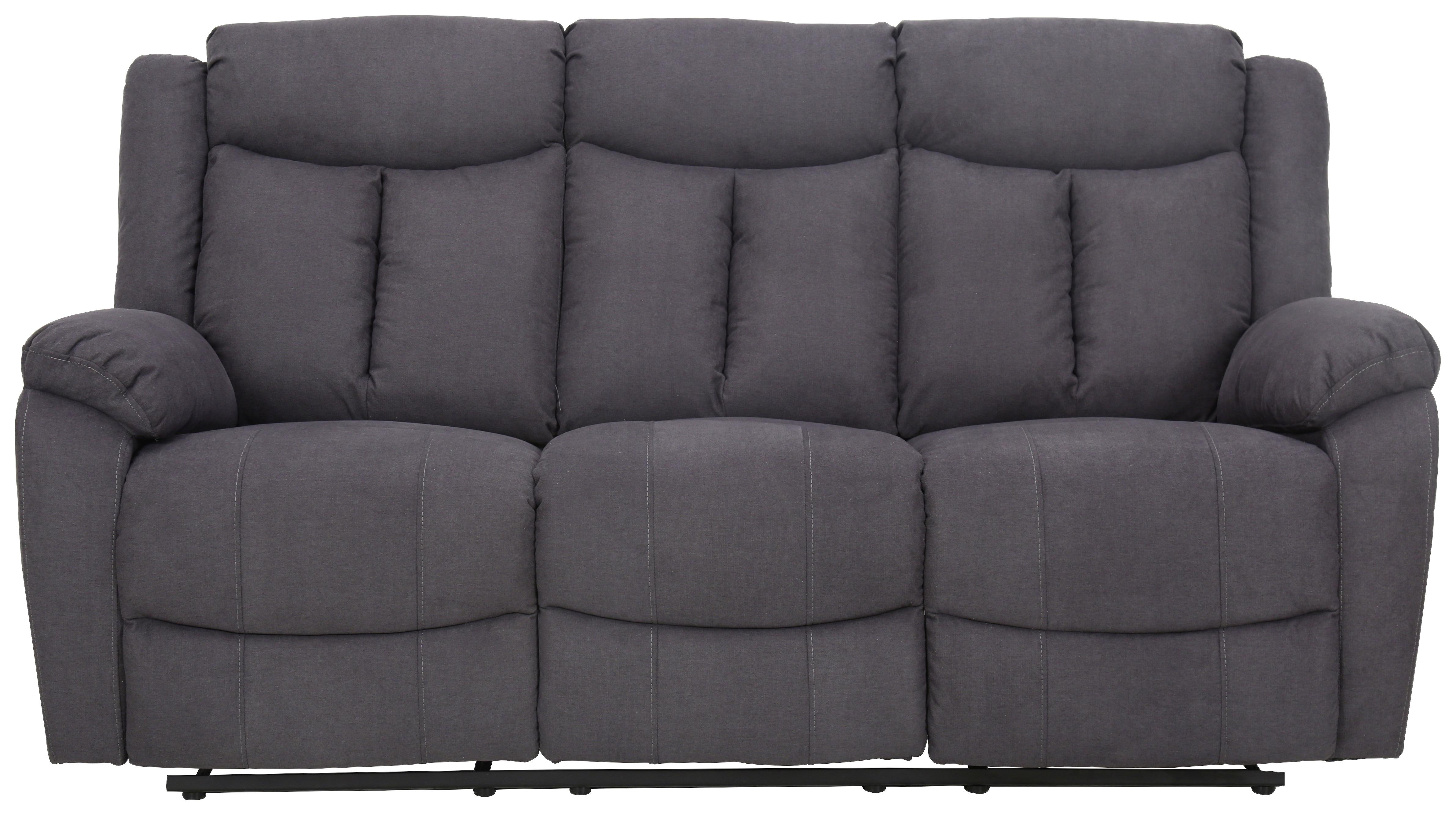 Dreisitzer- Sofa Mit Relaxfunktion Oxford Grau - Schwarz/Grau, KONVENTIONELL, Holz/Textil (190/103/96cm) - Ondega