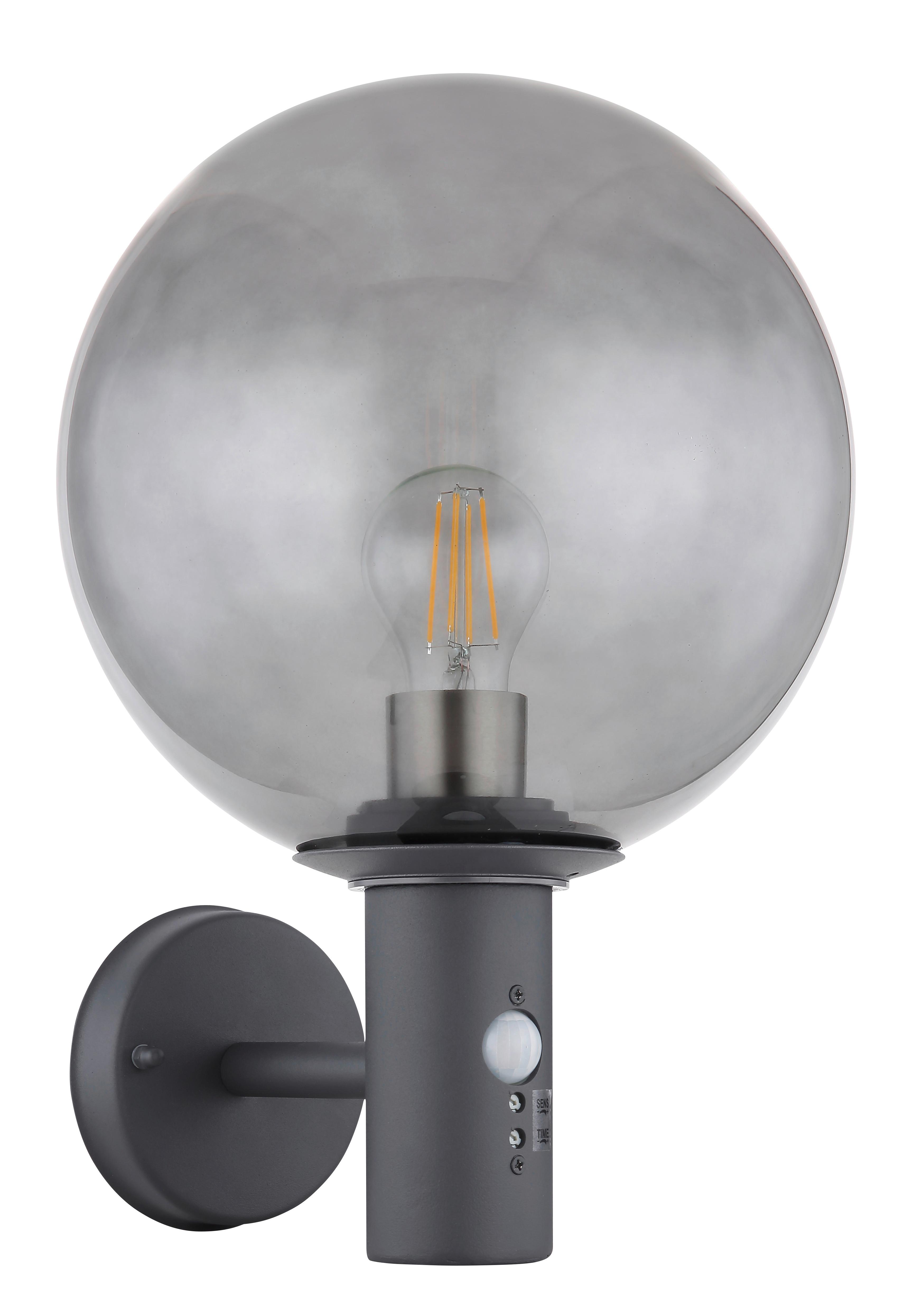 Außenleuchte Mit Bewegungsmelder 15 W - Anthrazit, Basics, Glas/Metall (25/37cm) - Globo