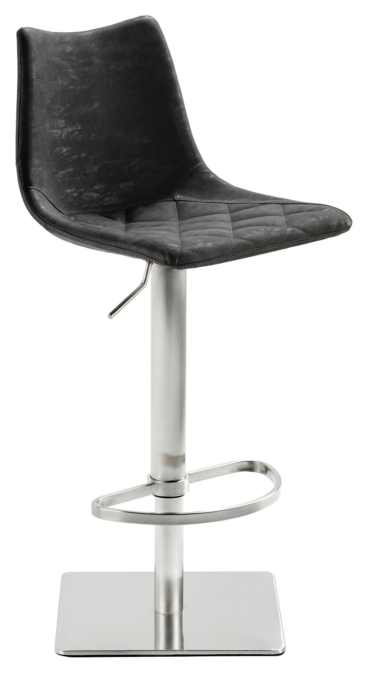 Barhocker höhenverstellbar und drehbar My Tobi Schwarz - Edelstahlfarben/Schwarz, KONVENTIONELL, Holz/Textil (43/85-110/50cm) - Livetastic