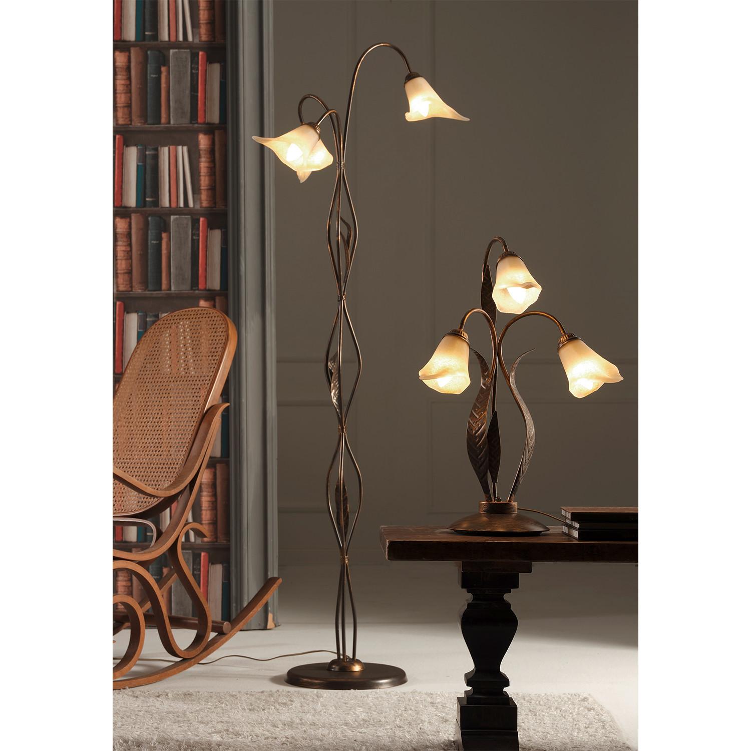 Stehleuchte 4230/Pt3 - Bronzefarben, KONVENTIONELL, Glas/Metall (52/170cm)