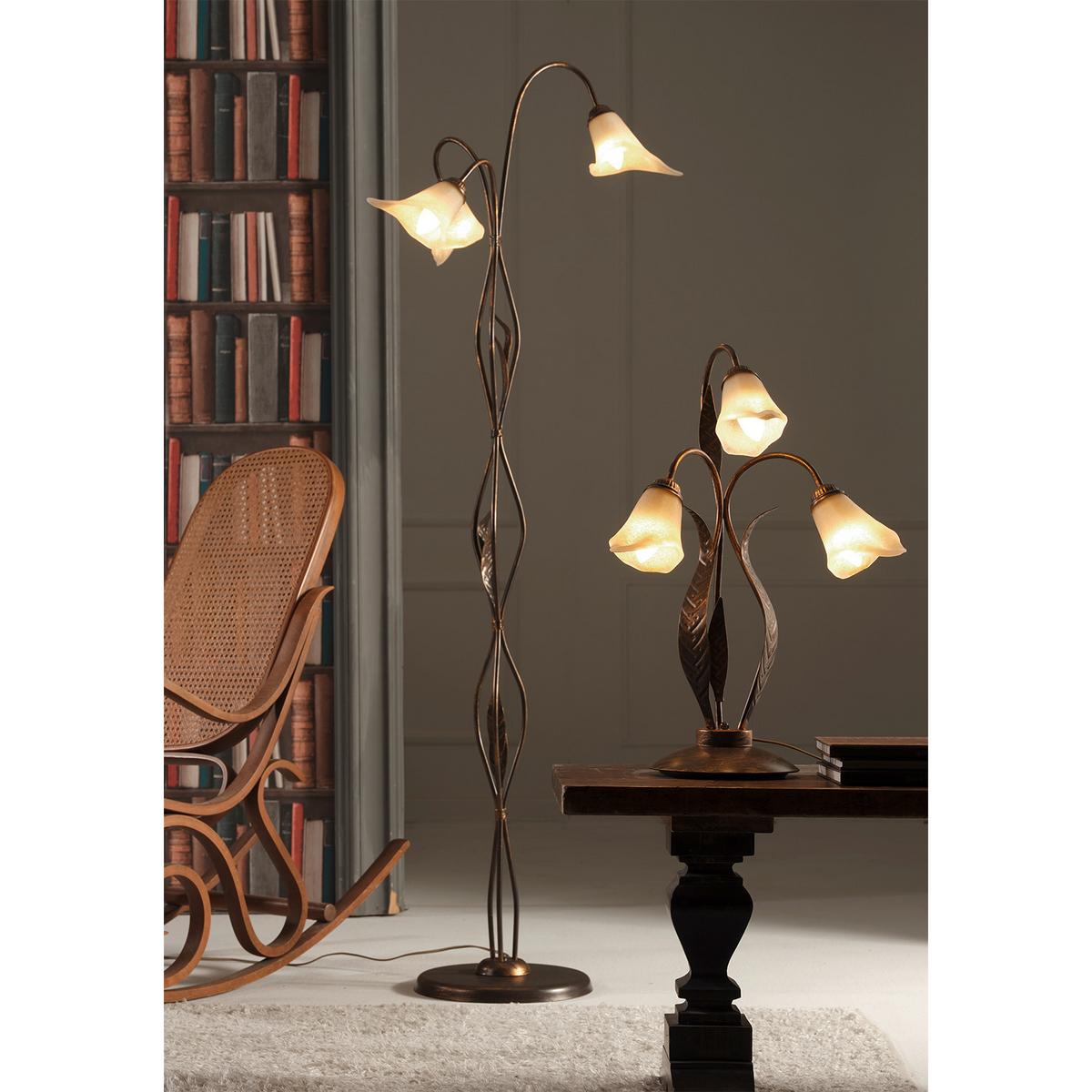 Stehleuchte 4230/Pt3 - Bronzefarben, KONVENTIONELL, Glas/Metall (52/170cm)