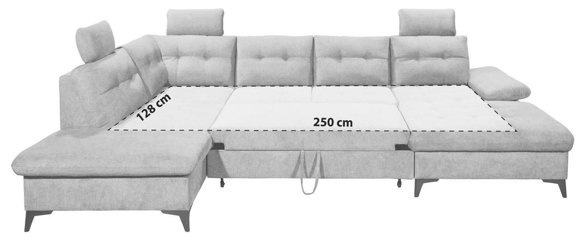 Wohnlandschaft Durban Mit Bettfunktion Grau - Schwarz/Grau, KONVENTIONELL, Textil (218/324/170cm) - MID.YOU