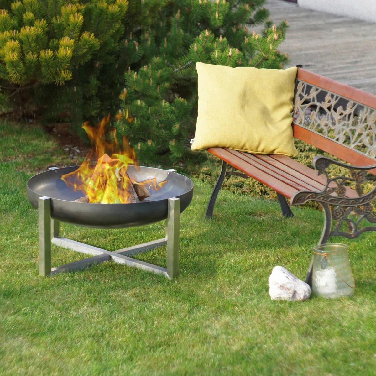 Feuerschale Cross XXL - Edelstahlfarben/Rostfarben, Basics, Metall (63/63/35cm)