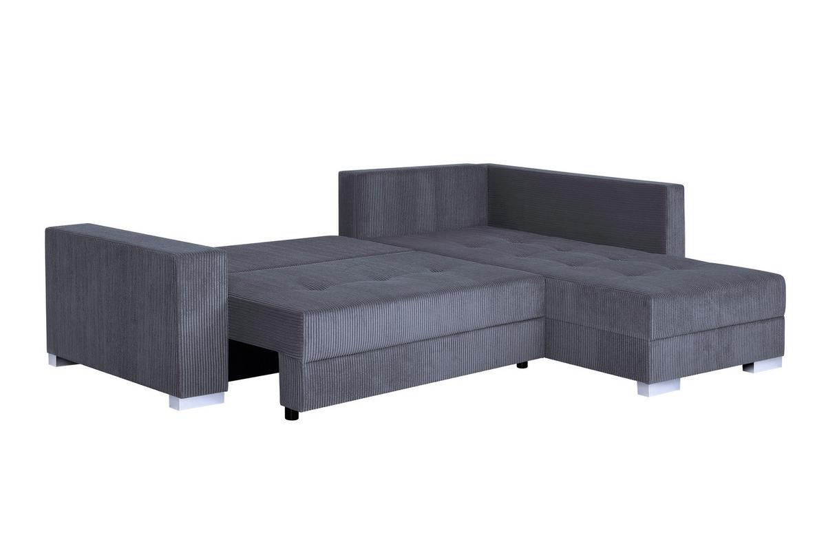 Ecksofa Lars Dunkelgrau S: 260x218 cm - Chromfarben/Dunkelgrau, Design, Holzwerkstoff/Textil (260/218cm) - P & B