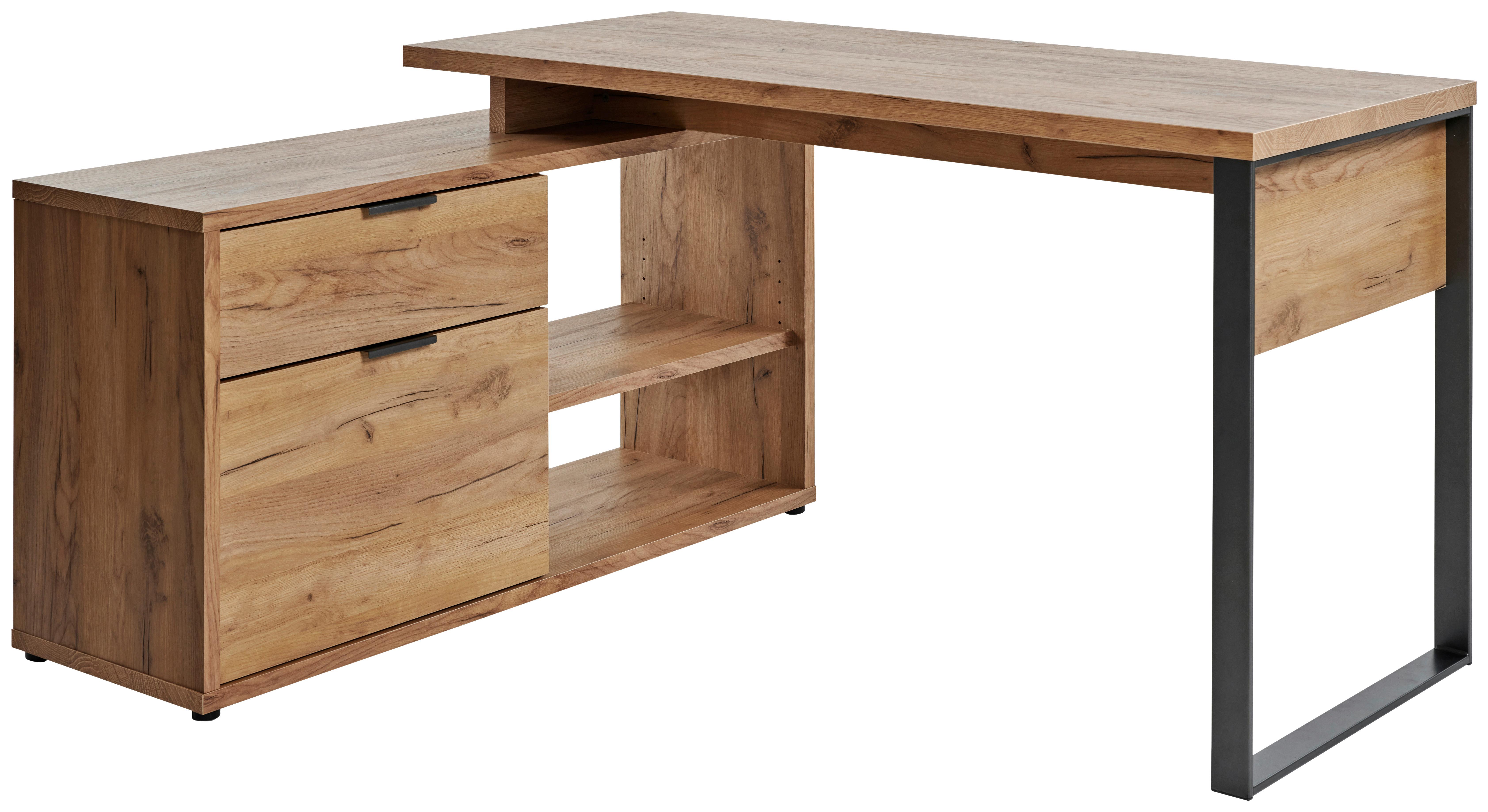 Eckschreibtisch mit Stauraum B: 120cm H: 76cm Loop C 150 E - Eichefarben/Anthrazit, MODERN, Holzwerkstoff/Metall (150/120/76cm) - Livetastic