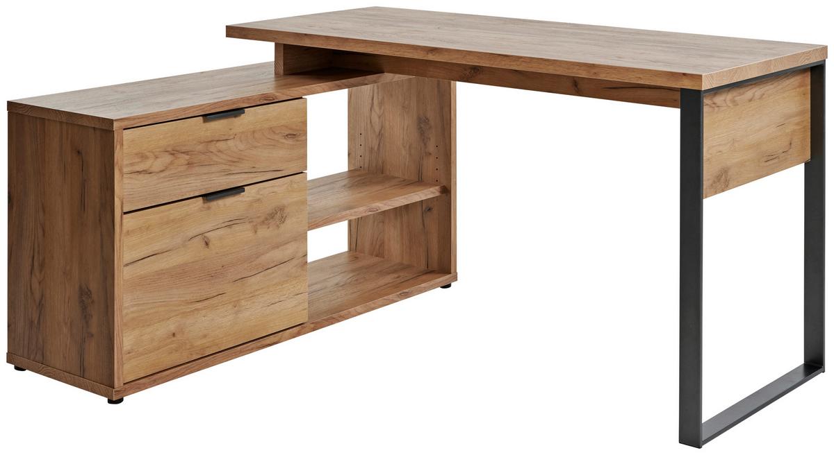 Eckschreibtisch Mit Stauraum B: 120cm H: 76cm Loop C 150 E - Eichefarben/Anthrazit, MODERN, Holzwerkstoff/Metall (150/120/76cm) - Livetastic