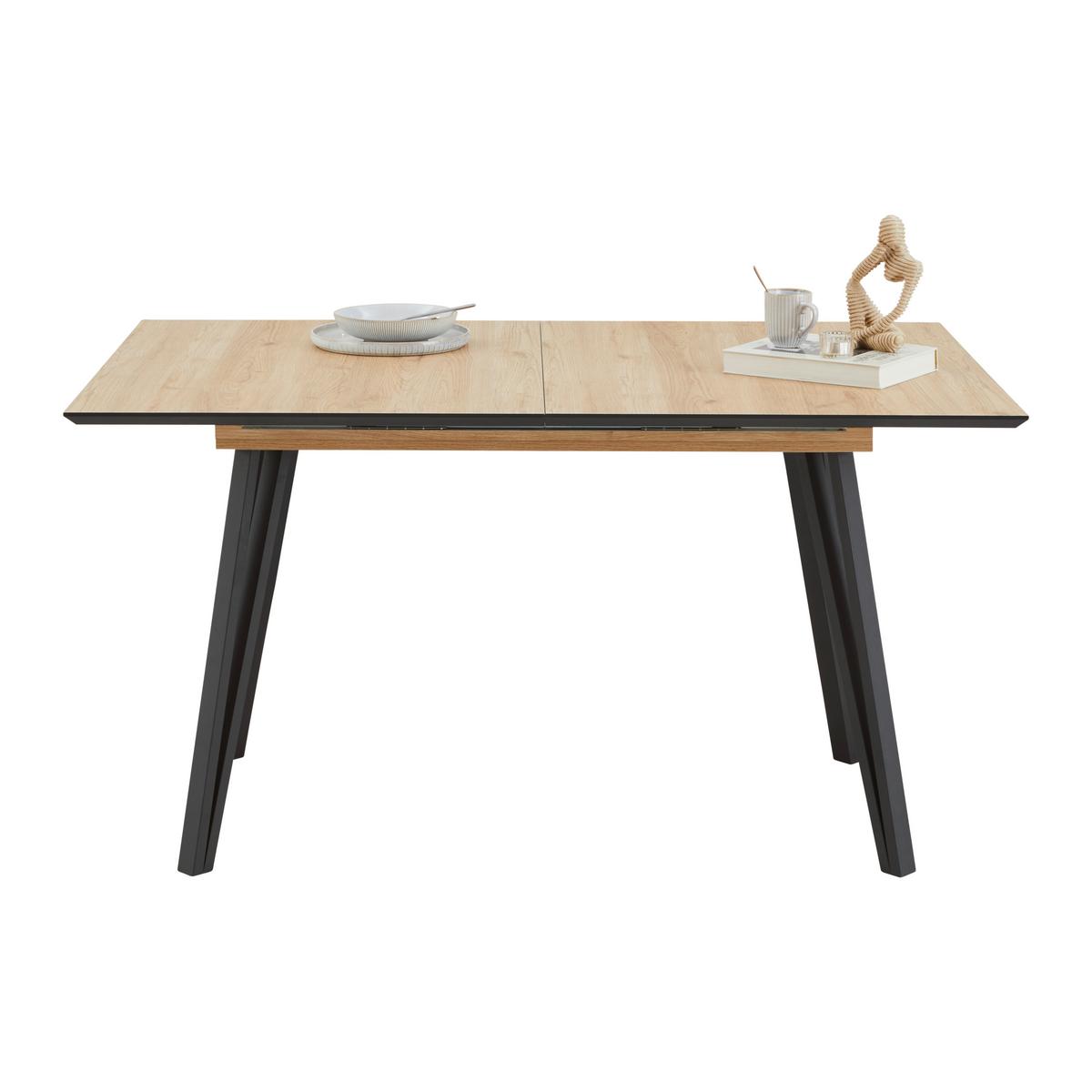 Esstisch Ausziehbar Ascona 140-180x75x80 Cm Eiche - Schwarz/Eiche Artisan, Trend, Holz/Metall (140-180/75/90cm)