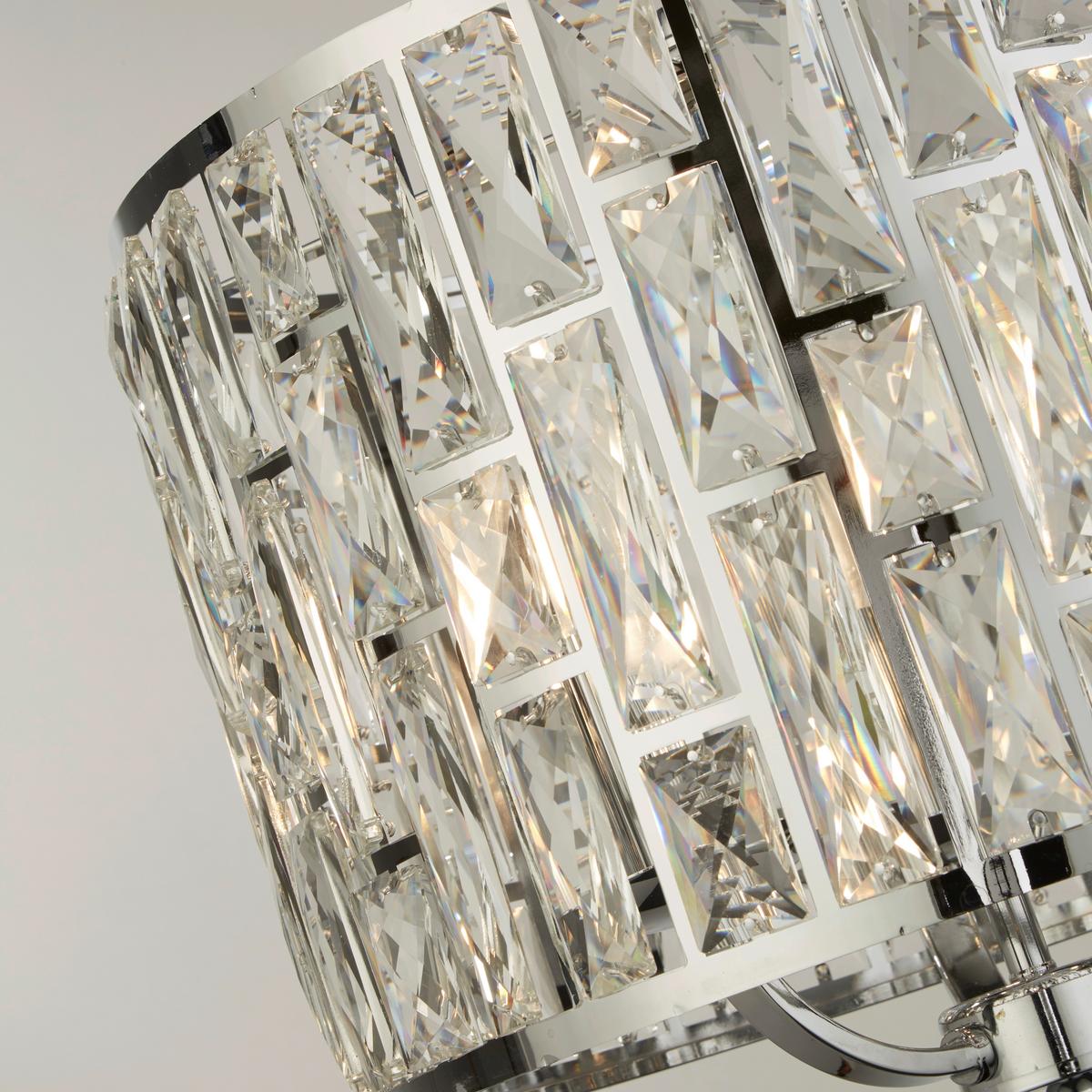 Hängeleuchte Bijou H: 144 cm 3-Flammig - Chromfarben, Design, Glas/Metall (38/38-144cm)