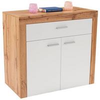 Kommode 94,1cm Focus, Weiß - Eichefarben/Schwarz, MODERN, Holzwerkstoff (94,1/79/39cm)