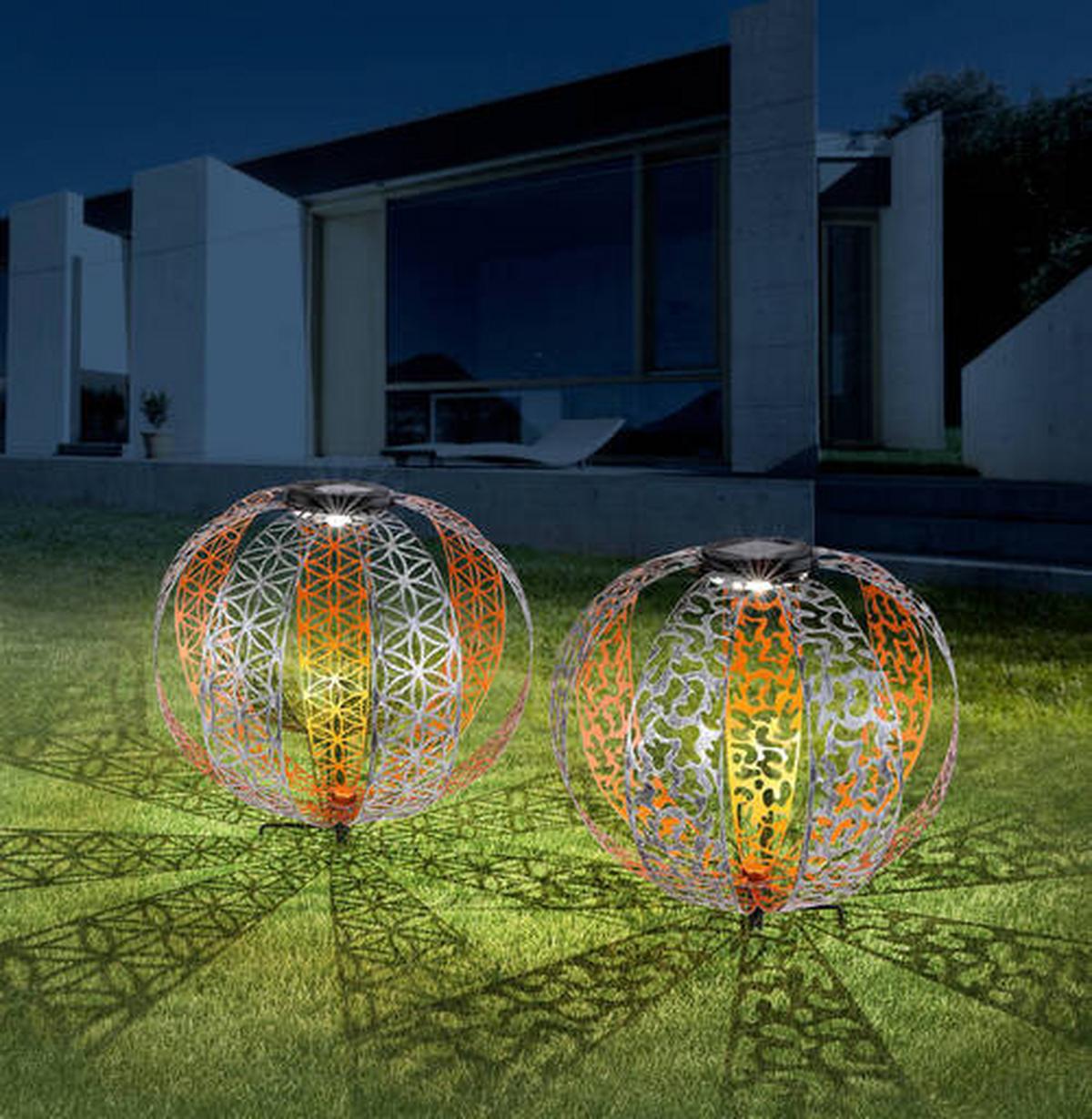 Solar-Hängeleuchte Gold/ Silberfarben/Schwarz H: 41 cm - Silberfarben/Goldfarben, Design, Metall (30/41,0cm) - Globo