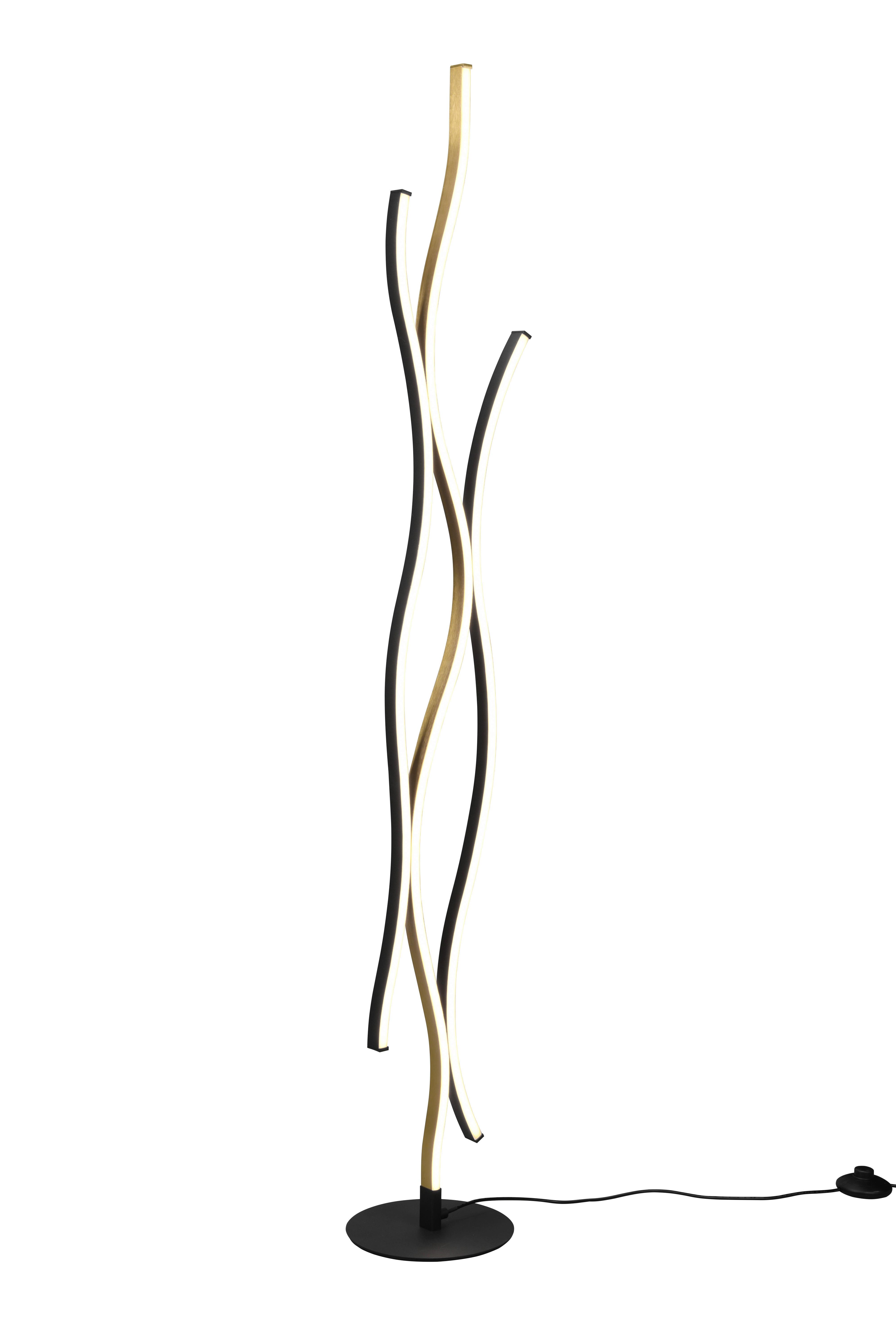 LED-Stehleuchte Blaze Schwarz/Messingfarben - Messingfarben/Schwarz, Design, Metall (20,5/138cm) - Trio Leuchten