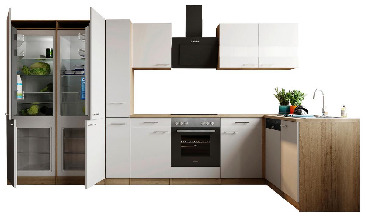 ECKKÜCHE Merle, Weiß S: 370x172 cm - Eichefarben/Weiß, Trend, Holzwerkstoff (370/172cm) - Respekta