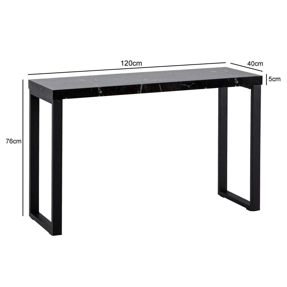 Konsolentisch Schwarz L: 120 cm - Schwarz, Design, Holzwerkstoff/Metall (120/40/76cm) - MID.YOU