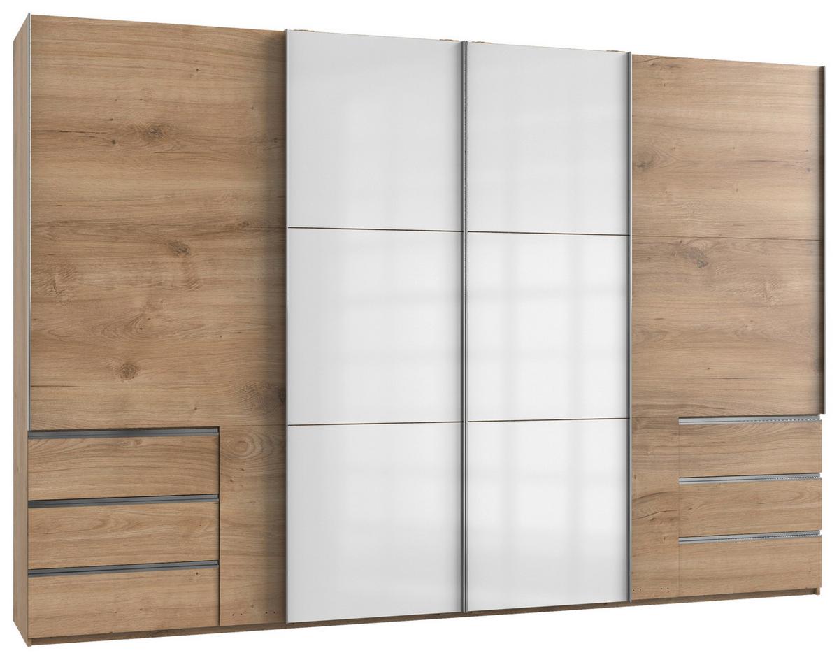 Schwebetürenschrank B: 350 Cm Level 36c Weiß/eiche Dekor - Eichefarben/Weiß, MODERN, Holzwerkstoff (350/236/65cm) - MID.YOU