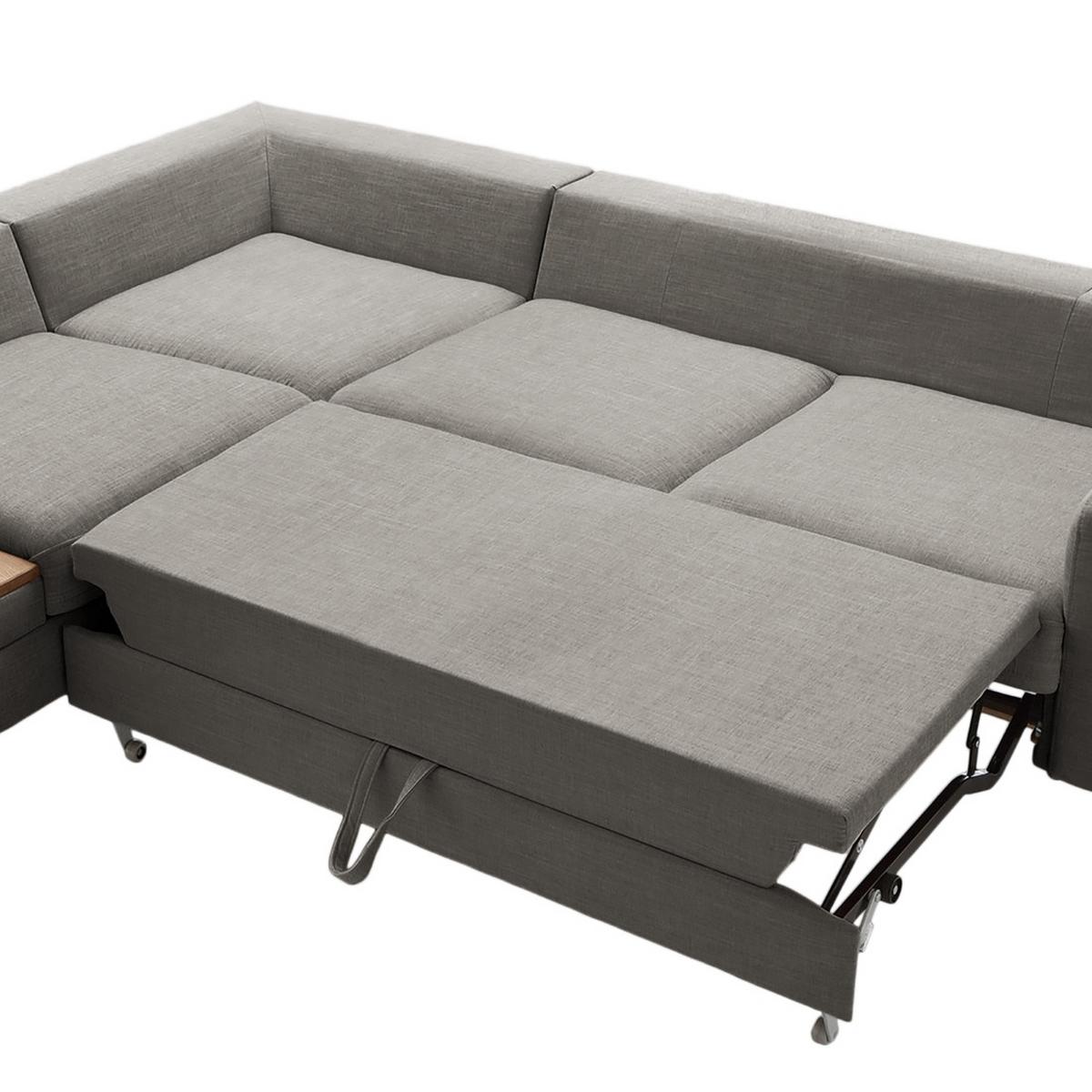 Ecksofa Alika, D. Grau S: 204x260 cm - Dunkelgrau/Eschefarben, MODERN, Textil (204/260cm) - Trendmanufaktur