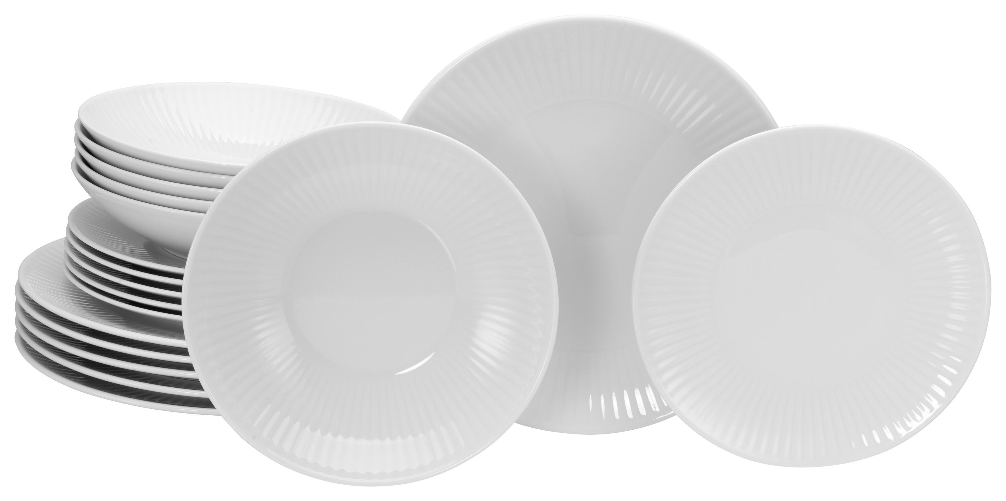 Speisetellerset Valencia 18--Teilig. Weiß - Weiß, Design, Keramik - Creatable