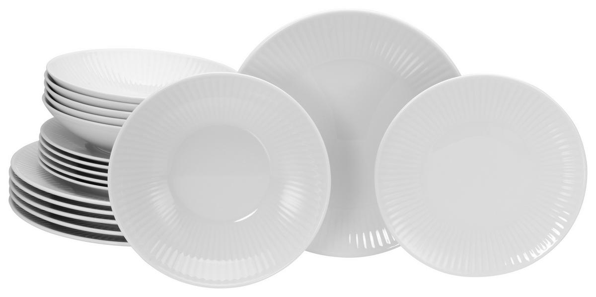 Speisetellerset Valencia 18--Teilig. Weiß - Weiß, Design, Keramik - Creatable