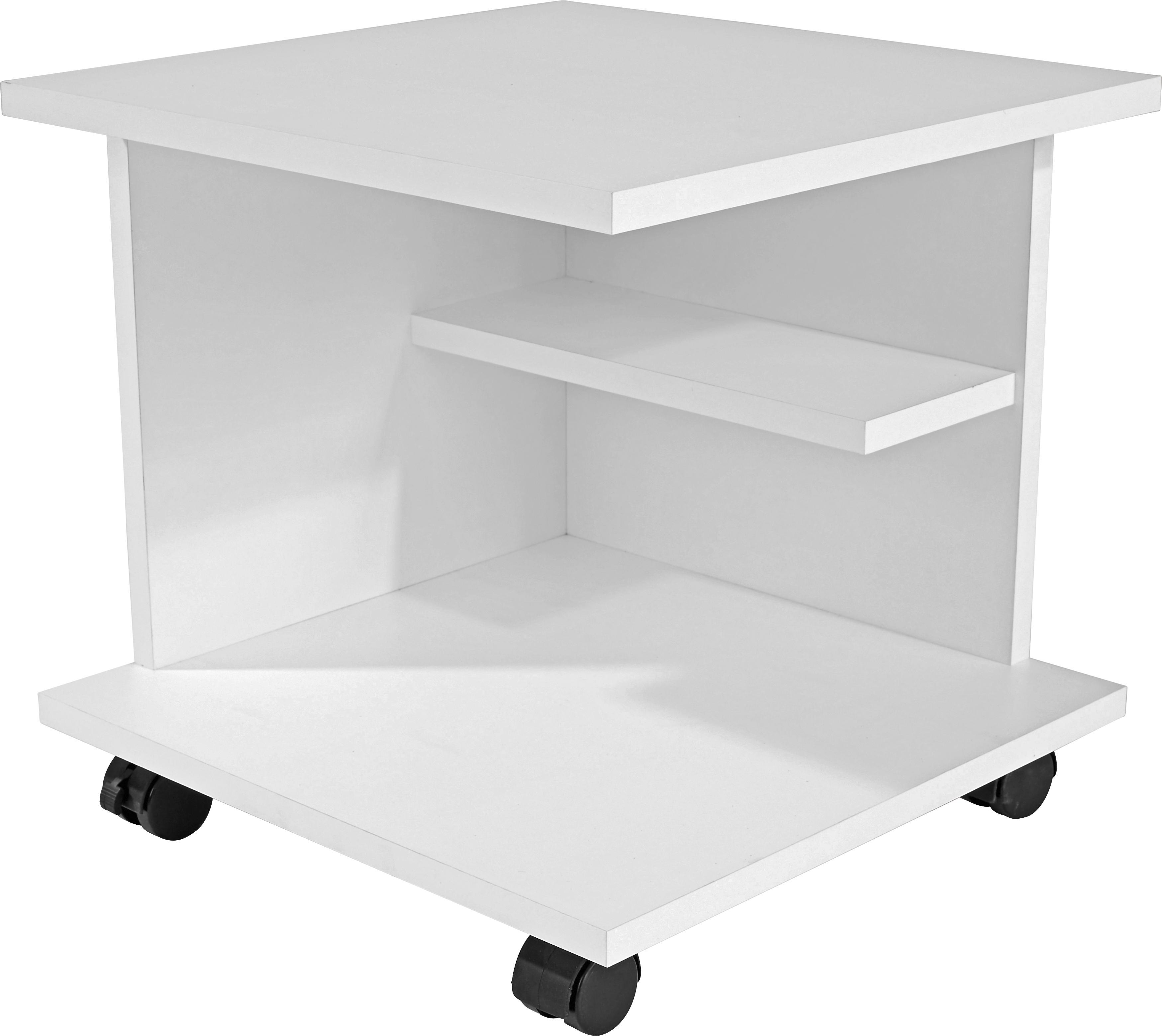 Kisasztal Gyöngyházfehér - Fehér, modern, Faalapú anyag (39/38/38cm)