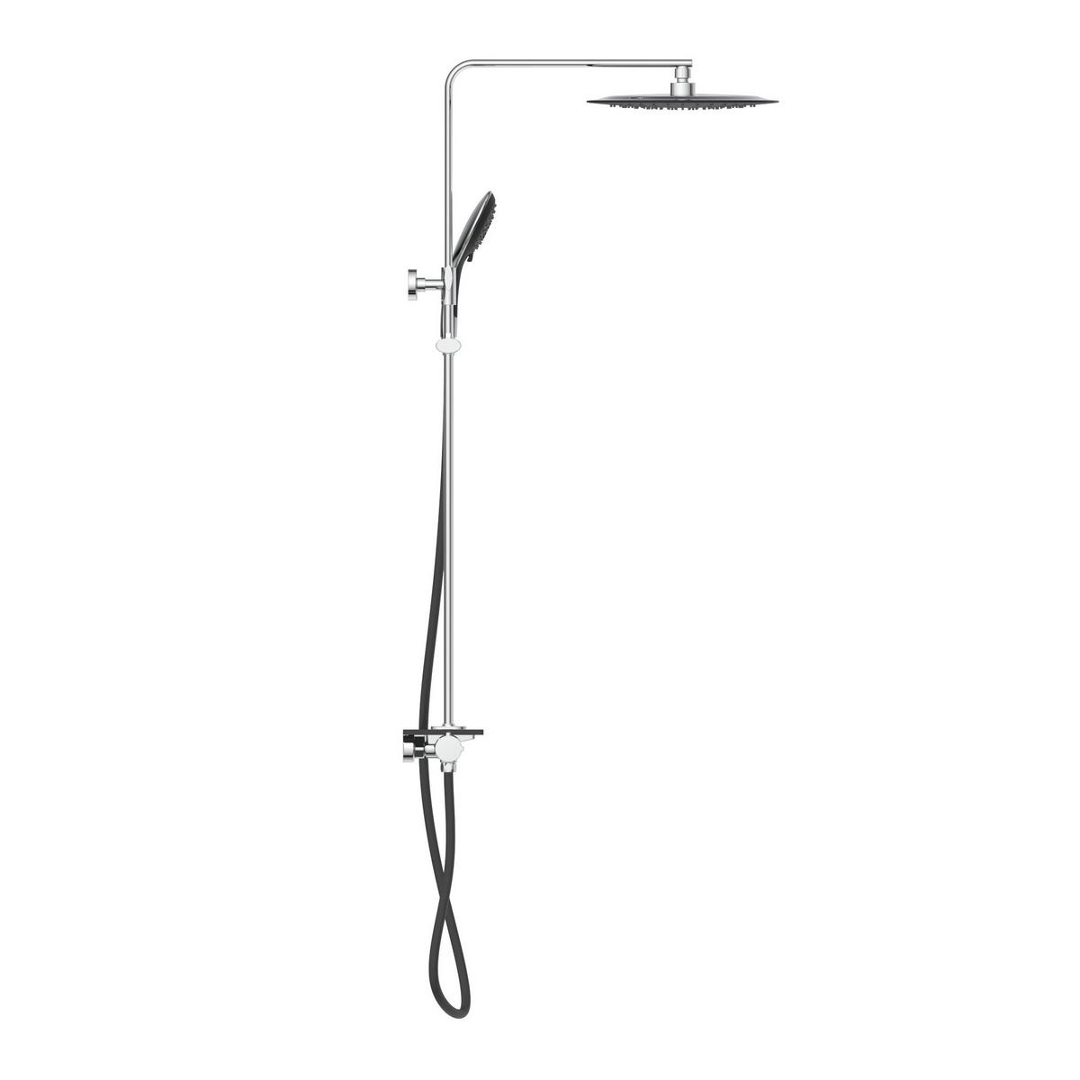 Brausegarnitur Grande Vita Schwarz verstellbar Anti-Kalk - Schwarz, Design, Kunststoff/Metall (26,8/75-118/38,6cm) - Schütte