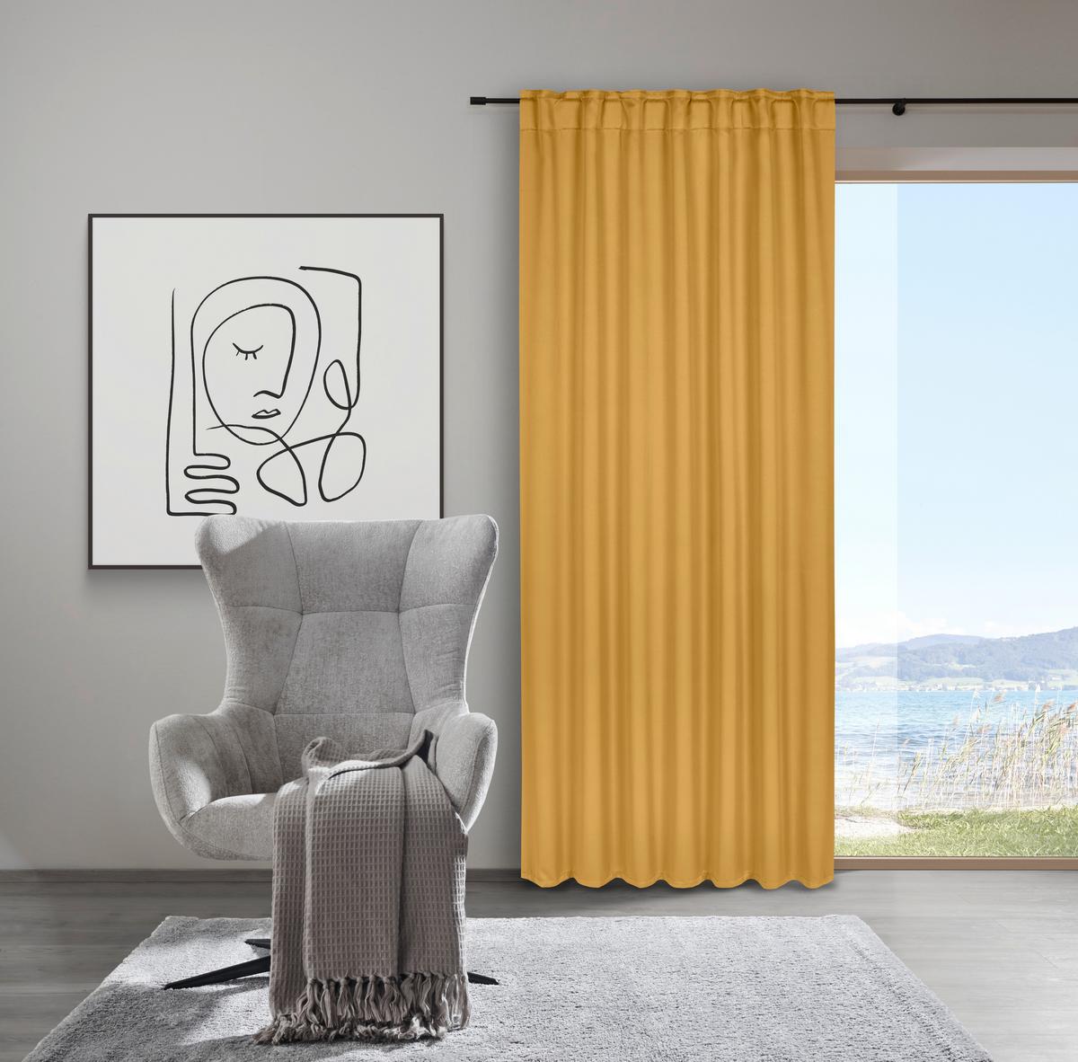 Zatemňovací závěs Riccardo, 140/245cm, žlutá - žlutá, Moderní, textil (140/245cm) - Premium Living