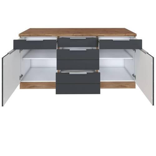 Unterschrank mit Arbeitsplatte und Stauraum in 5 Laden und hinter 2 Türen