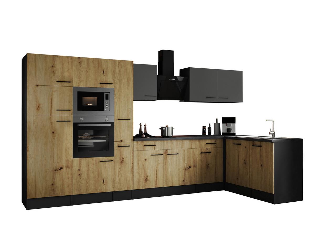 Eckküche Oliver Grau/artisan Dekor S:370x172cm - Eiche Artisan/Grau, Design, Holzwerkstoff (370/172cm) - Respekta