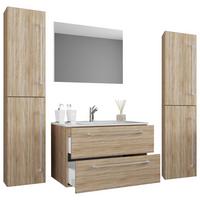 Badezimmer Badinos 5-Teilig Sonoma Eiche B: 126 cm - Weiß/Sonoma Eiche, MODERN, Keramik/Holzwerkstoff (127cm) - MID.YOU