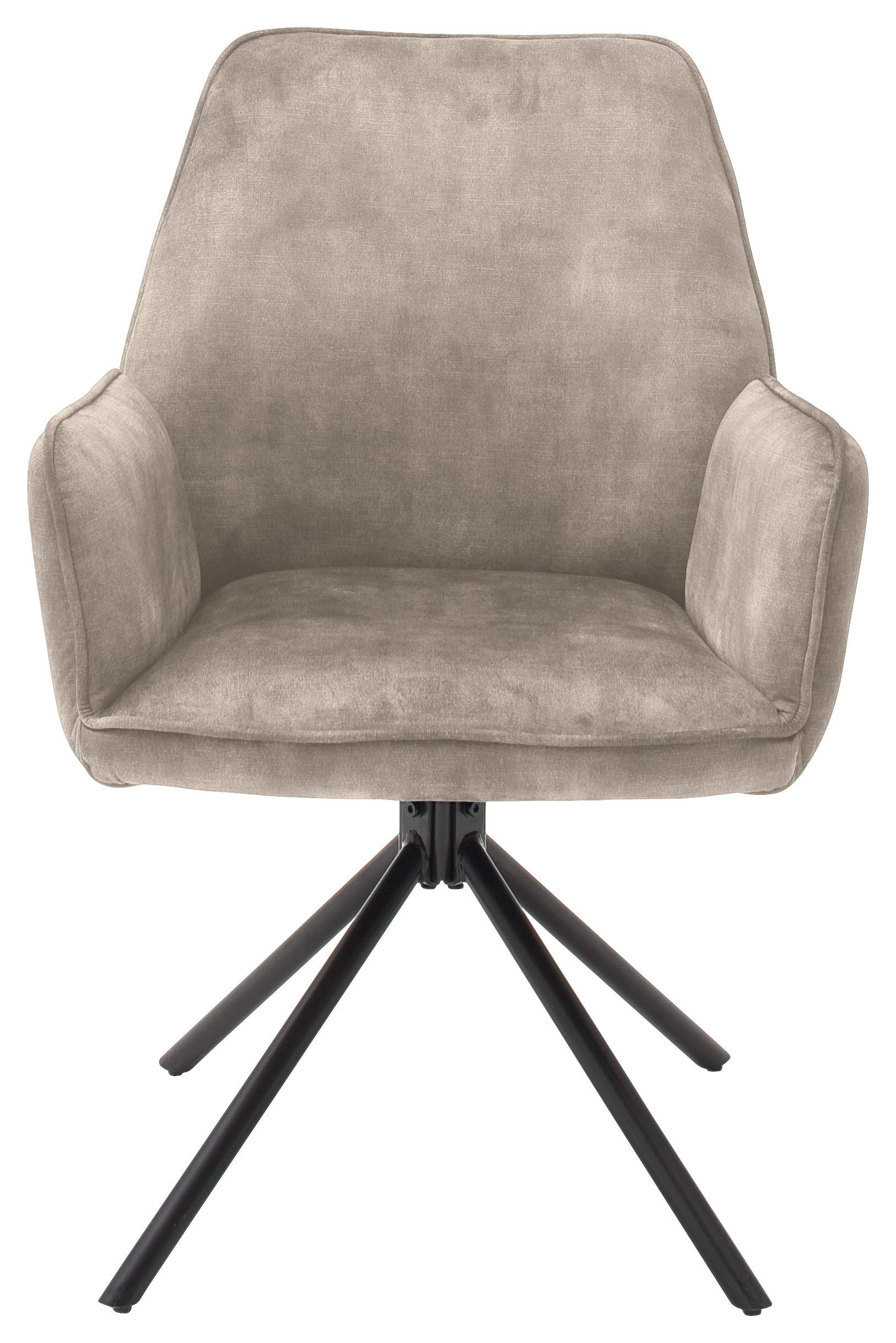 Židle s područkami Ottawa, krémová - černá/krémová, Moderní, kov/textil (60/89/64cm) - Premium Living