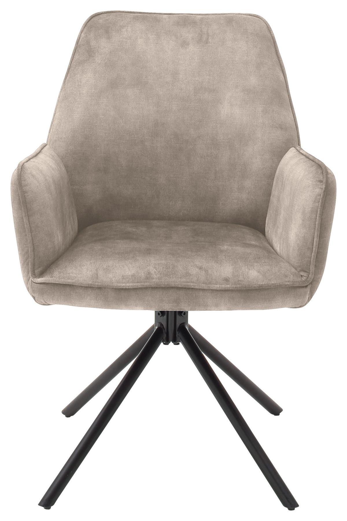 Židle s područkami Ottawa, krémová - černá/krémová, Moderní, kov/textil (60/89/64cm) - Premium Living
