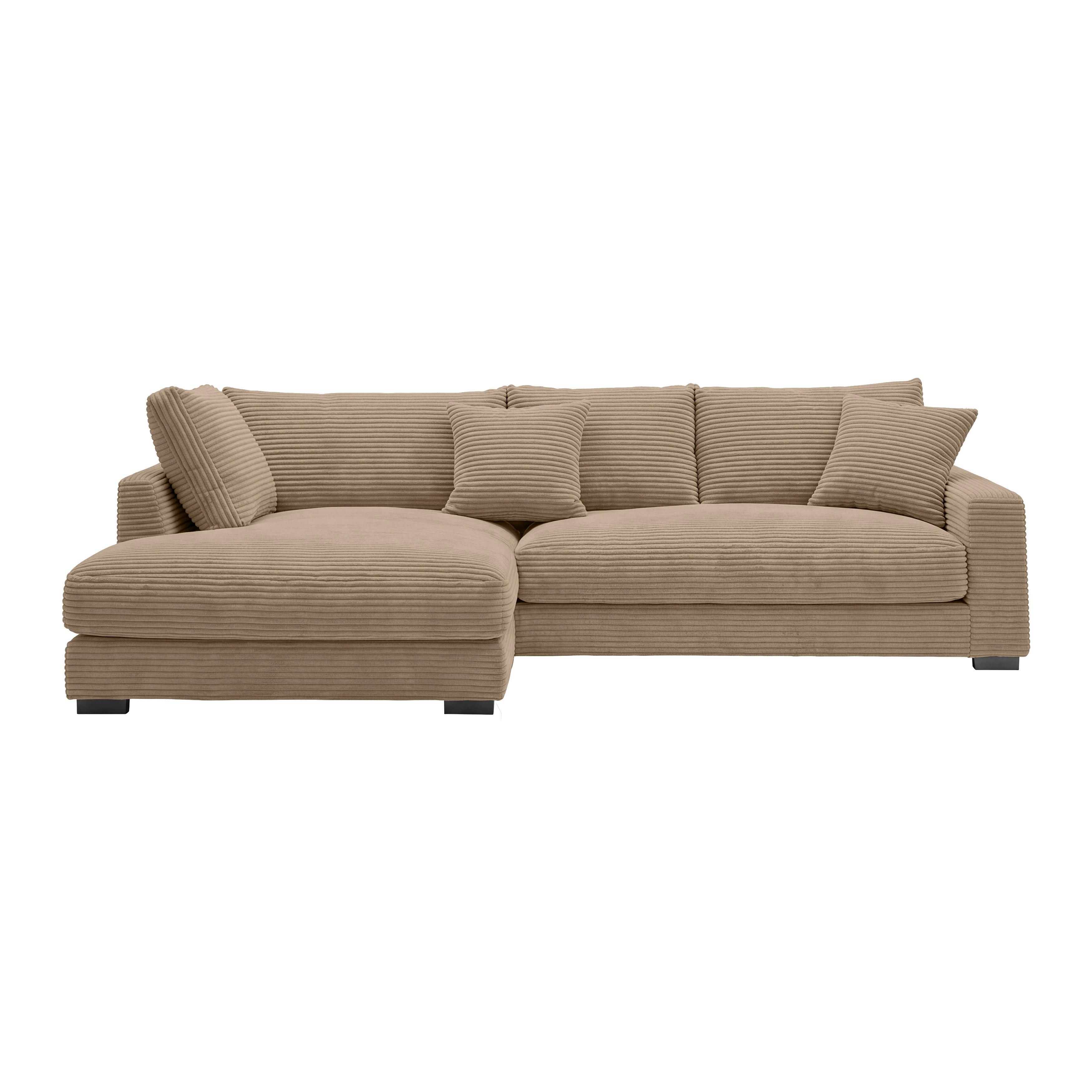 Rohová sedačka PEDRO, levá, karamelový manšestr - černá/karamel, Moderní, textil/plast (190/300cm) - Mömax