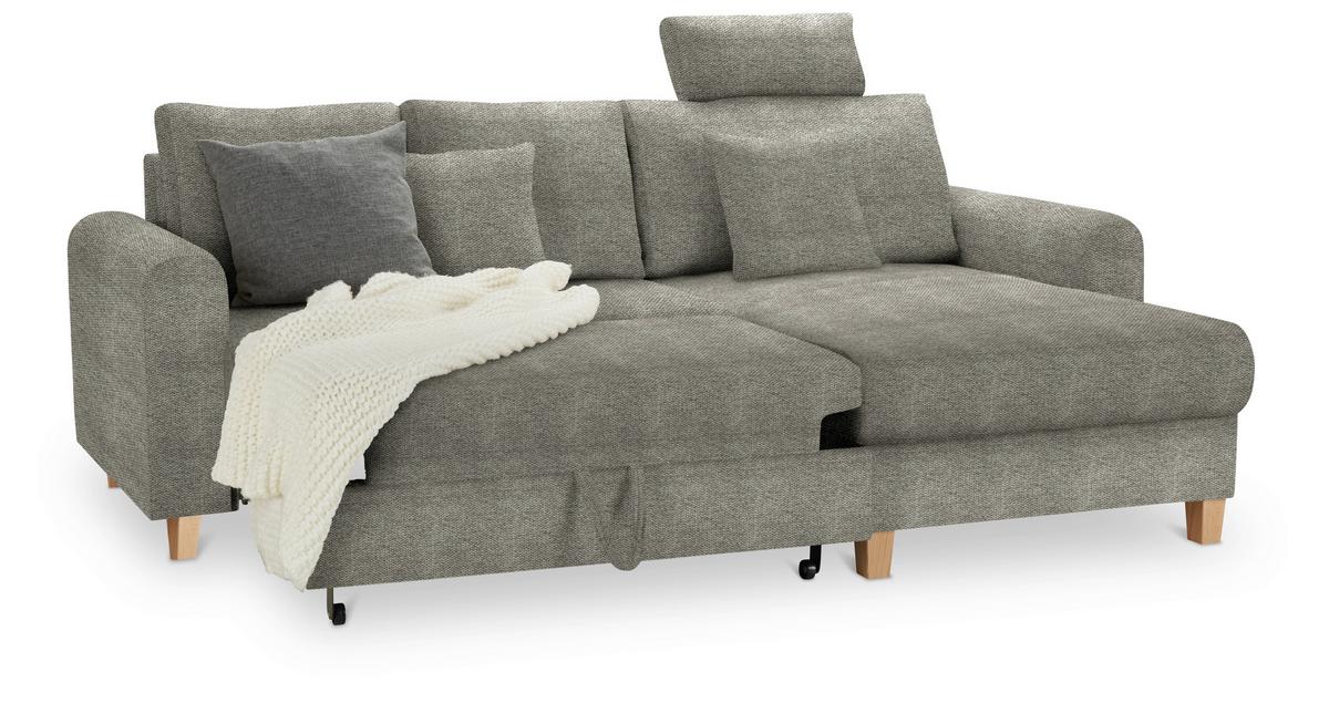 Rohová sedačka LILLE, oboustr., šedohnedý velur - světle hnědá/šedohnědá, Moderní, dřevo/textil (232/110/156cm) - Mömax