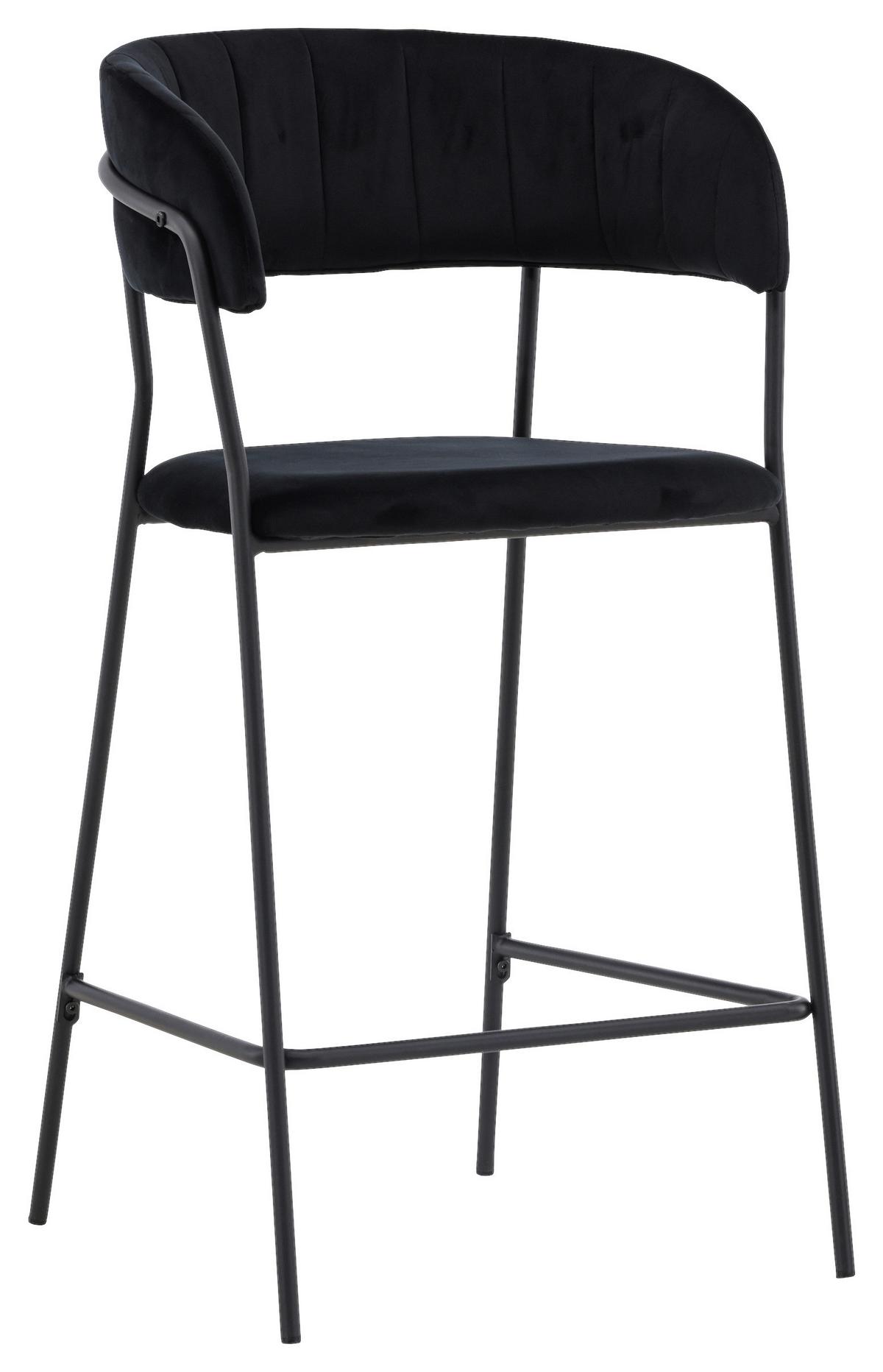 Barhocker-set Lui - Schwarz, Design, Textil/Metall (53/97/49cm) - Livetastic