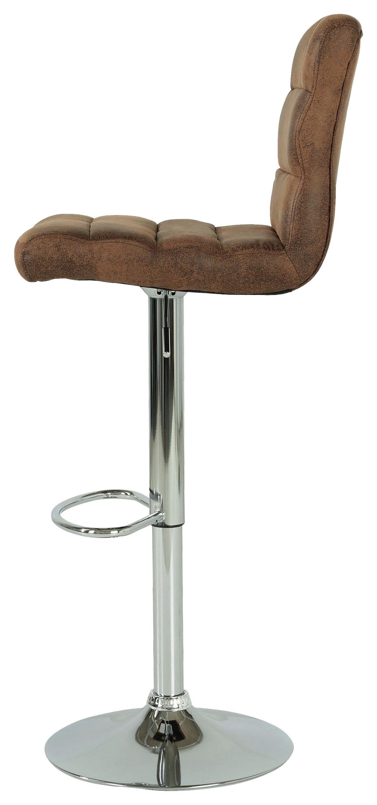 Barhocker mit Lehne 2er-Set Jordan Lederlook Braun/Chrom - Chromfarben/Braun, MODERN, Textil/Metall (42/98-120/51cm) - MID.YOU